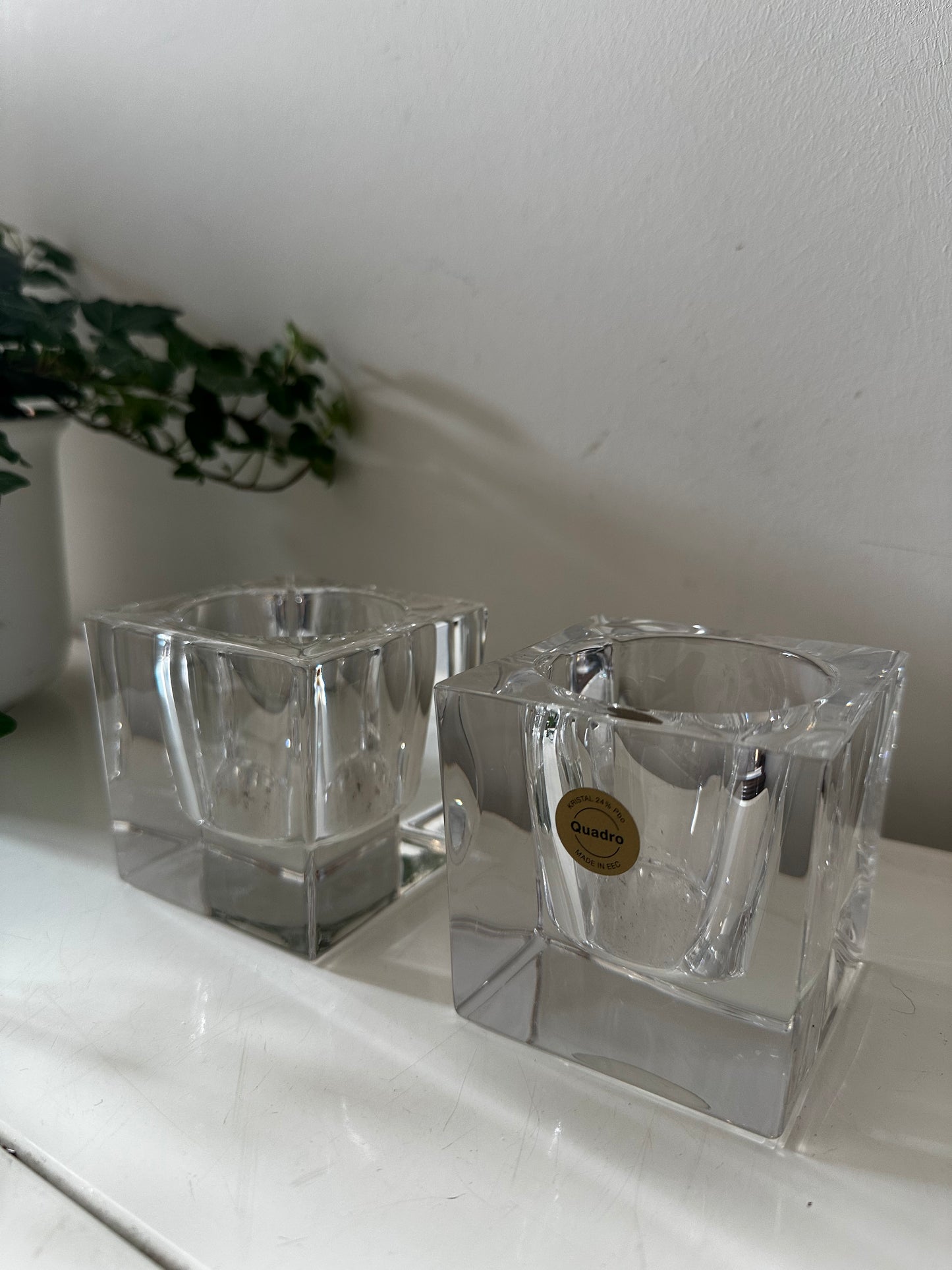 Set van 2 kristallen kandelaars