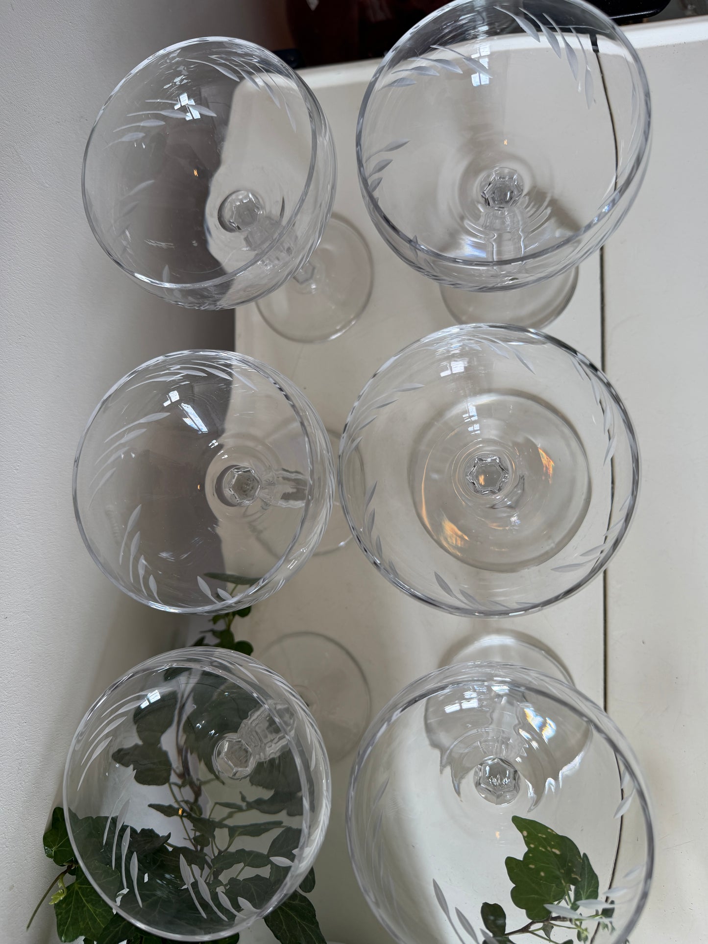 Set van 6 kristallen coupe champagne glazen