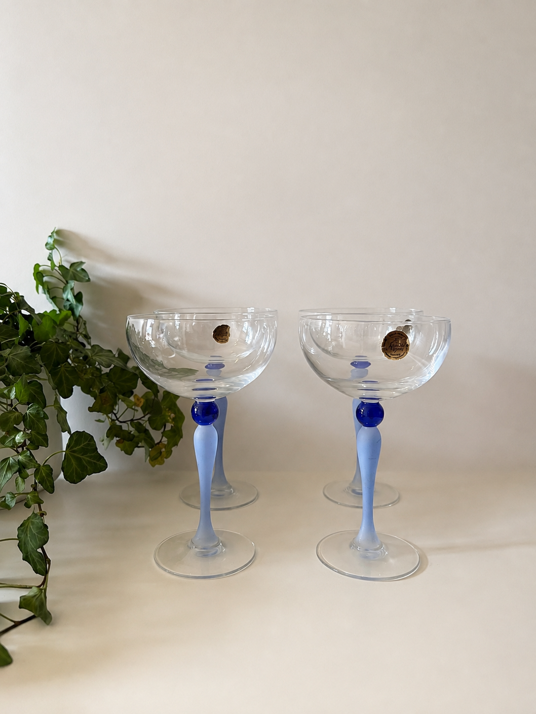 Set van 4 kristallen champagne coupes Cristal D’argue