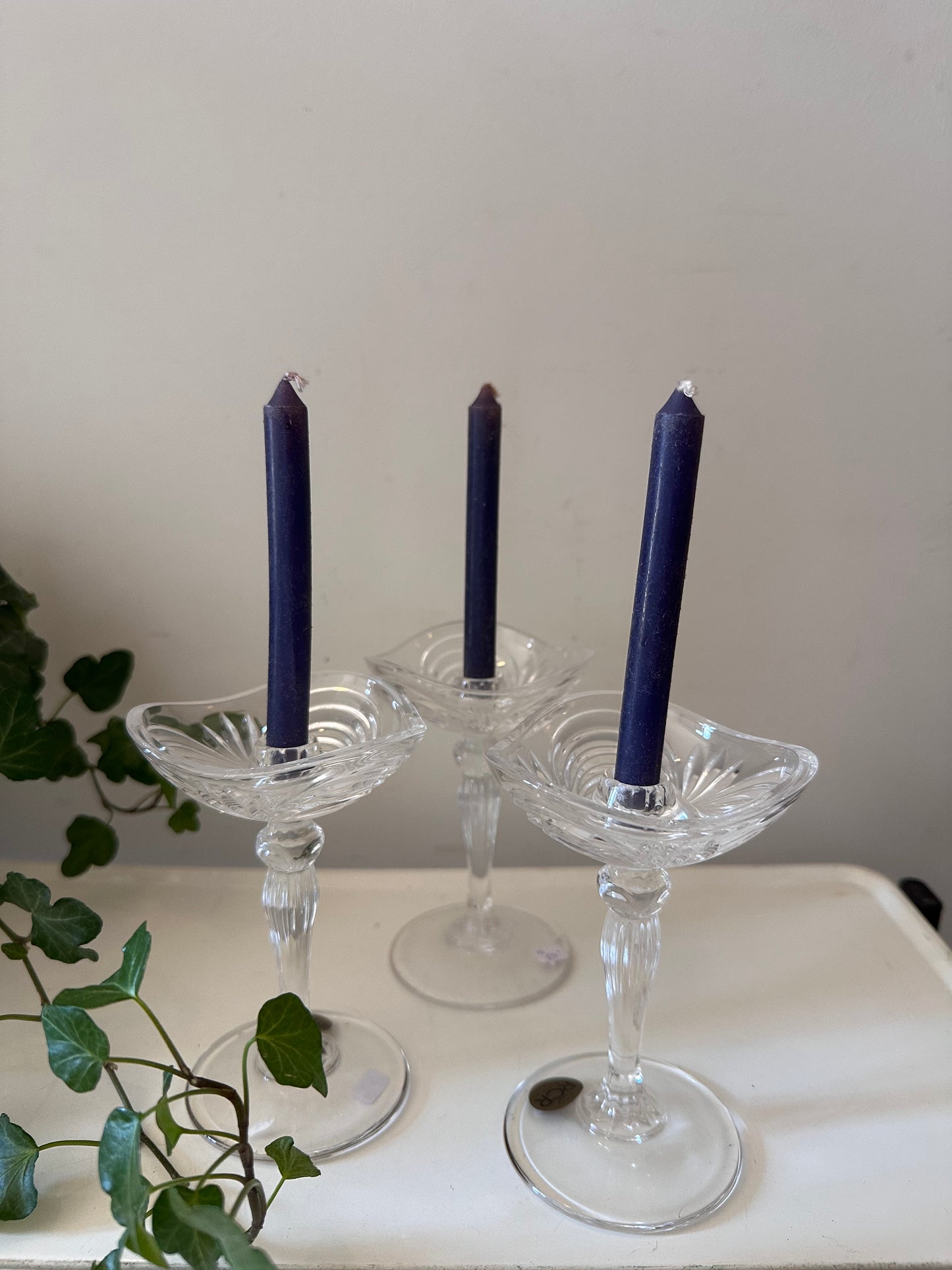 Set van 3 kristallen kandelaars