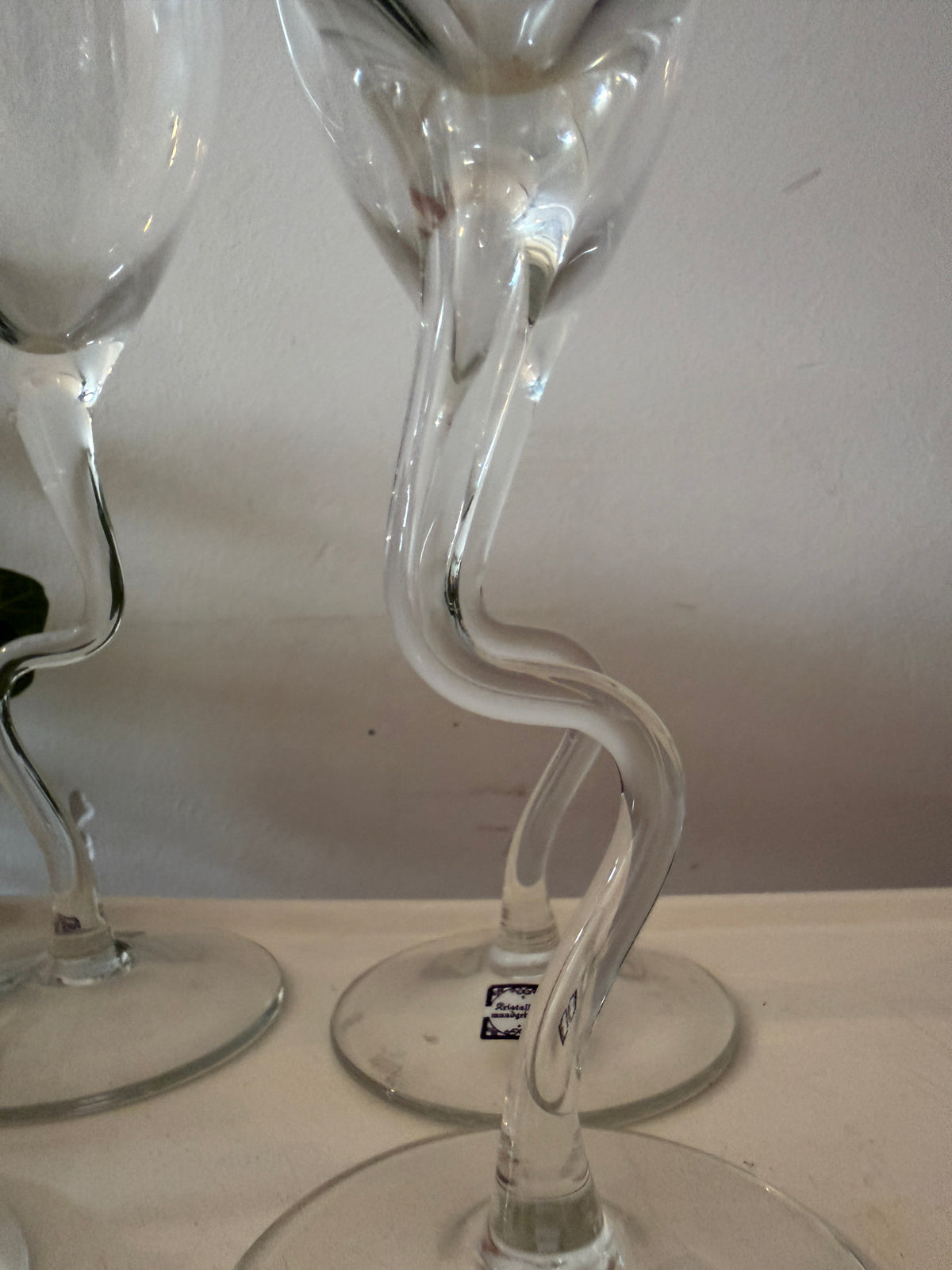 Wijnglazen met zit zag steel