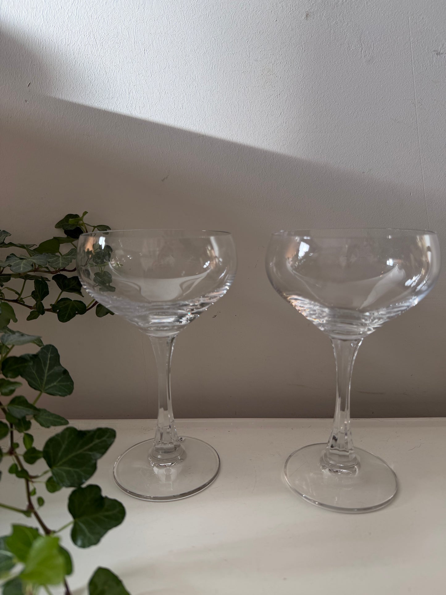 Set van 2 kristallen coupe champagne glazen