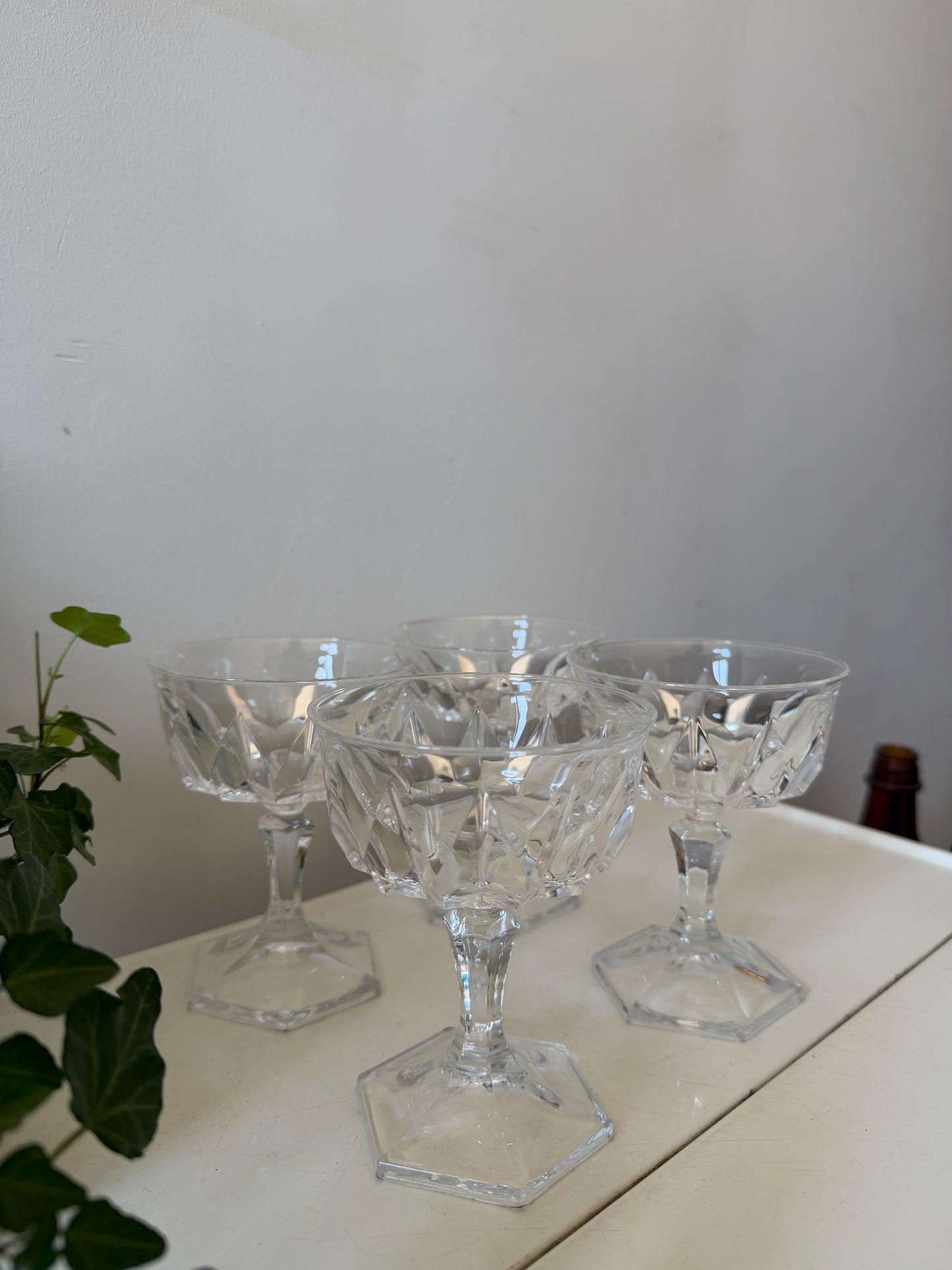 Set van 4 kristallen coupe glazen
