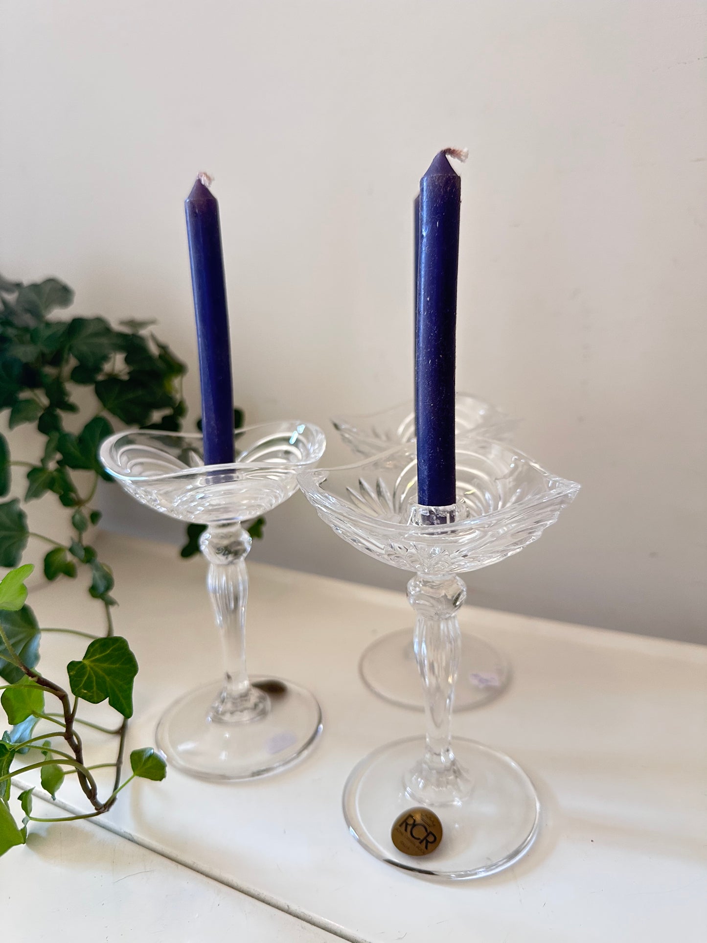 Set van 3 kristallen kandelaars