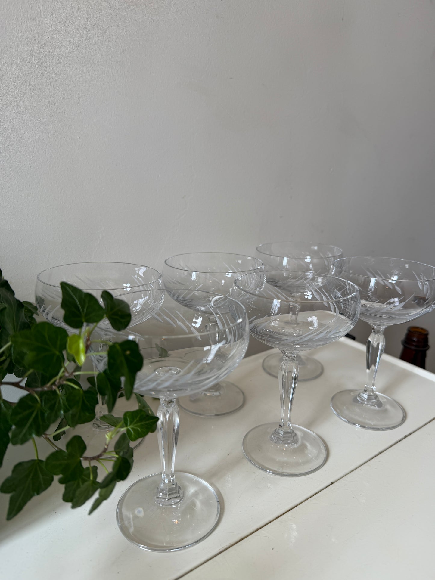 Set van 6 kristallen coupe champagne glazen