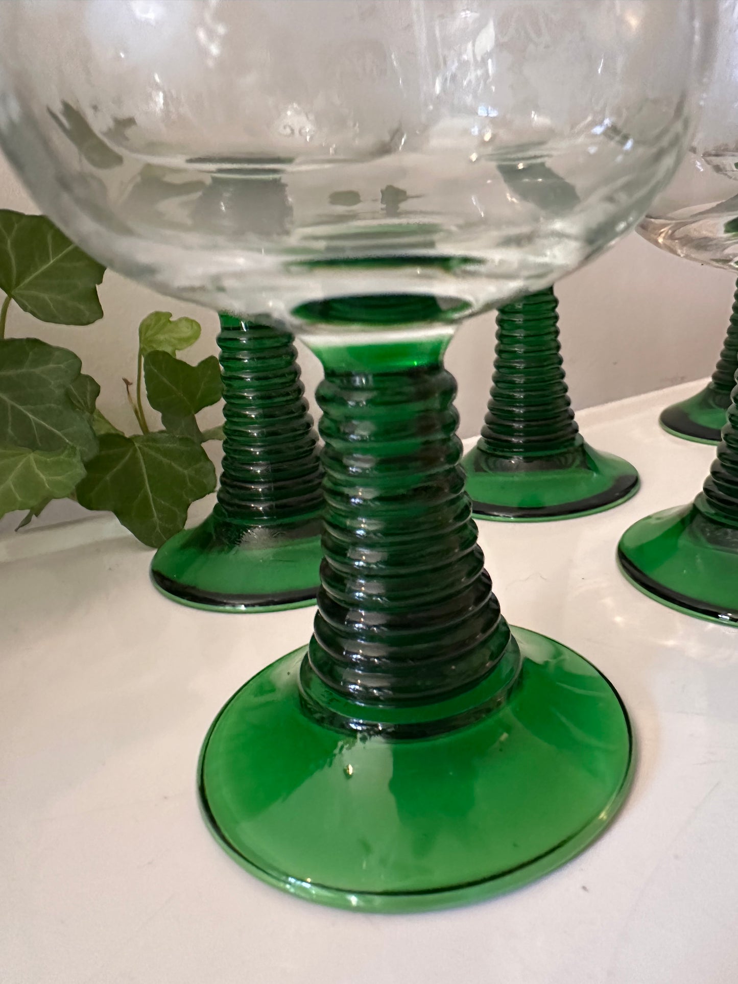 Set van 6 groene Roemer glazen