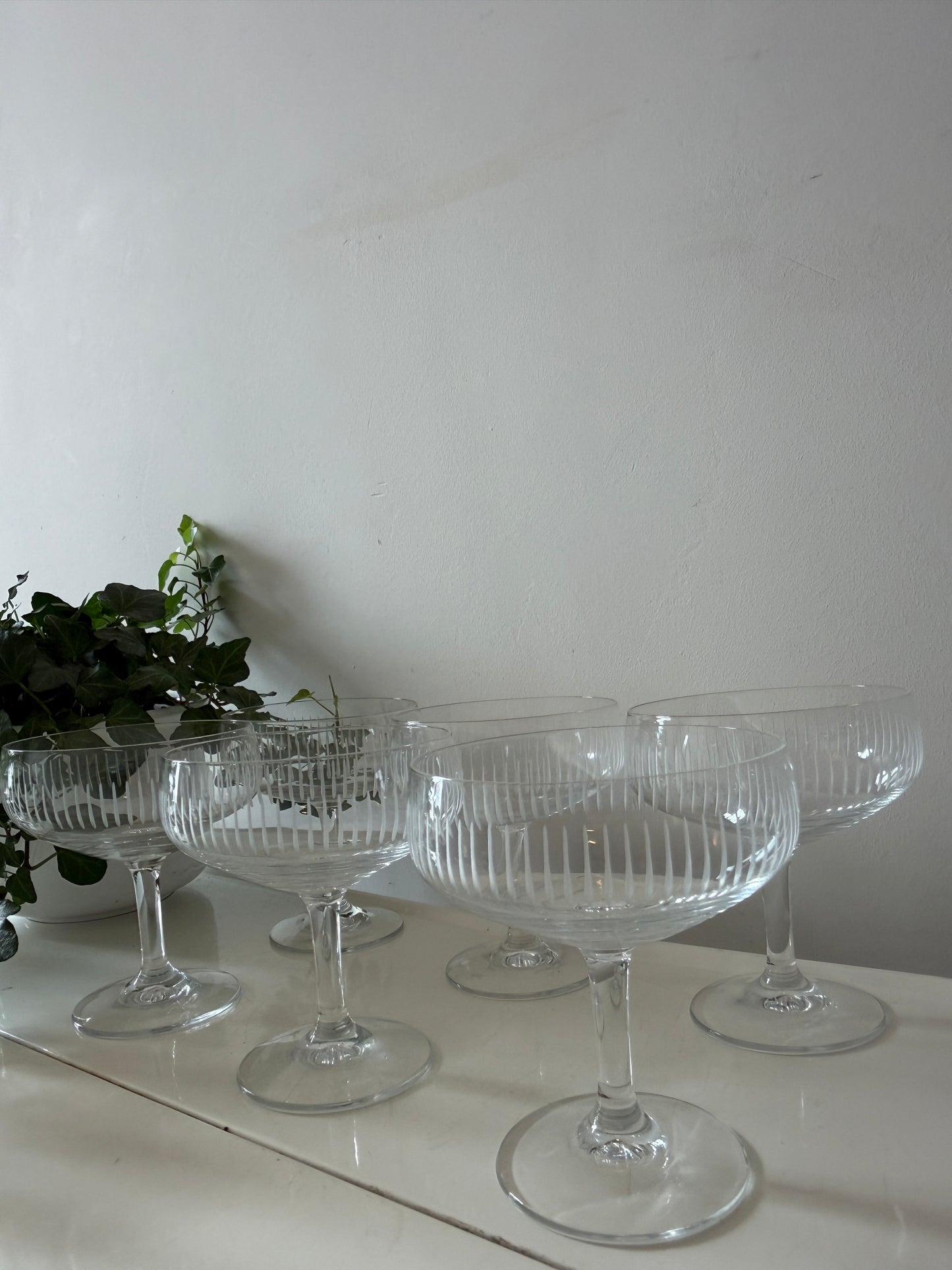 Set van 6 kristallen coupe champagne glazen