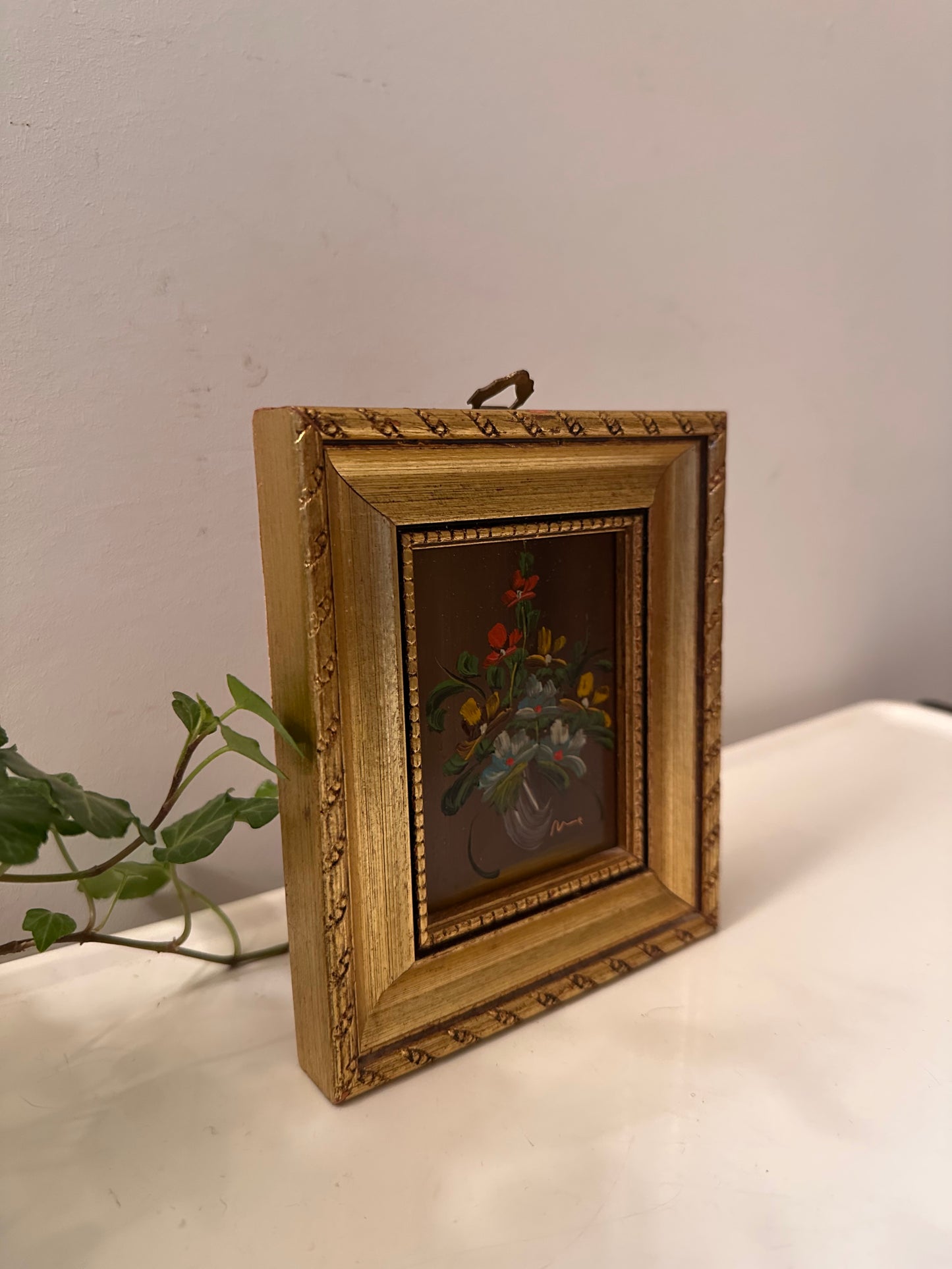 Vintage schilderijtje in goudkleurig lijstje