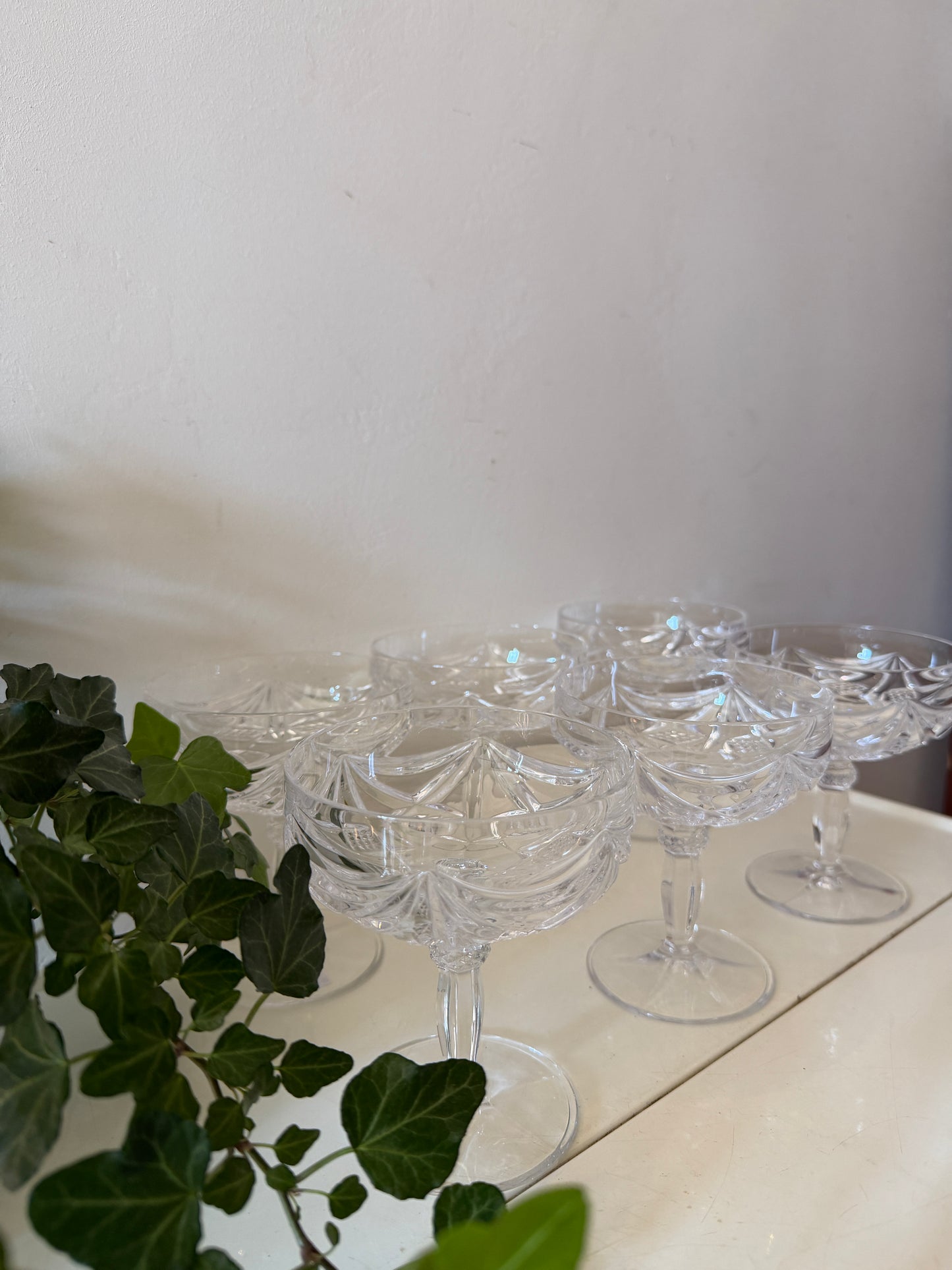 Set van 6 kristallen coupe glazen