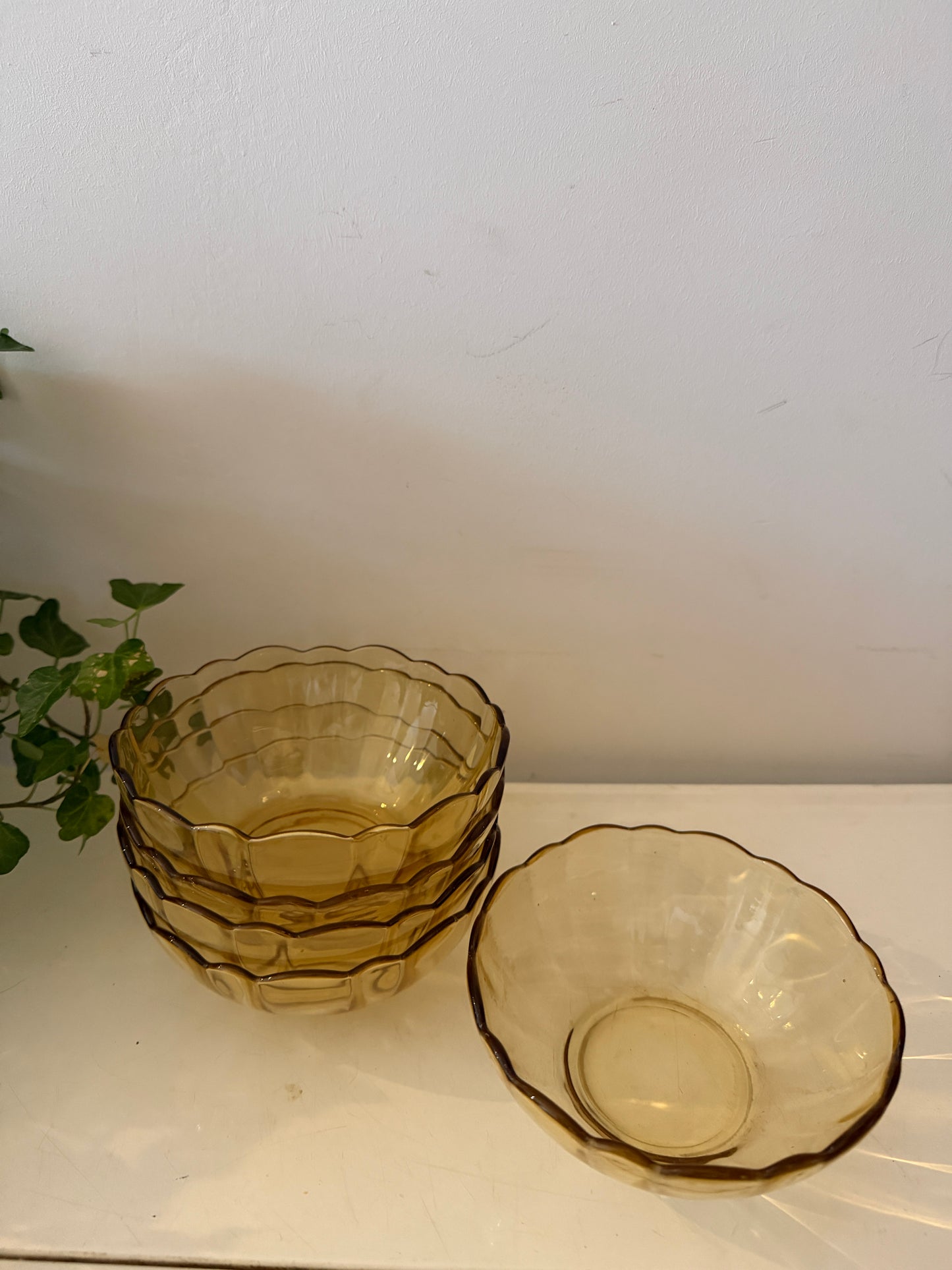 Set van 5 vintage persglazen schaaltjes