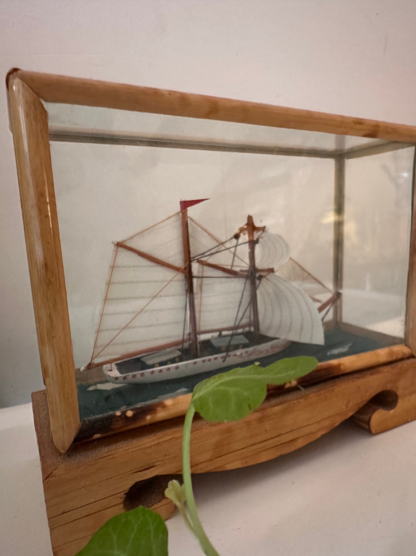 Mini scheepje in vitrine kastje