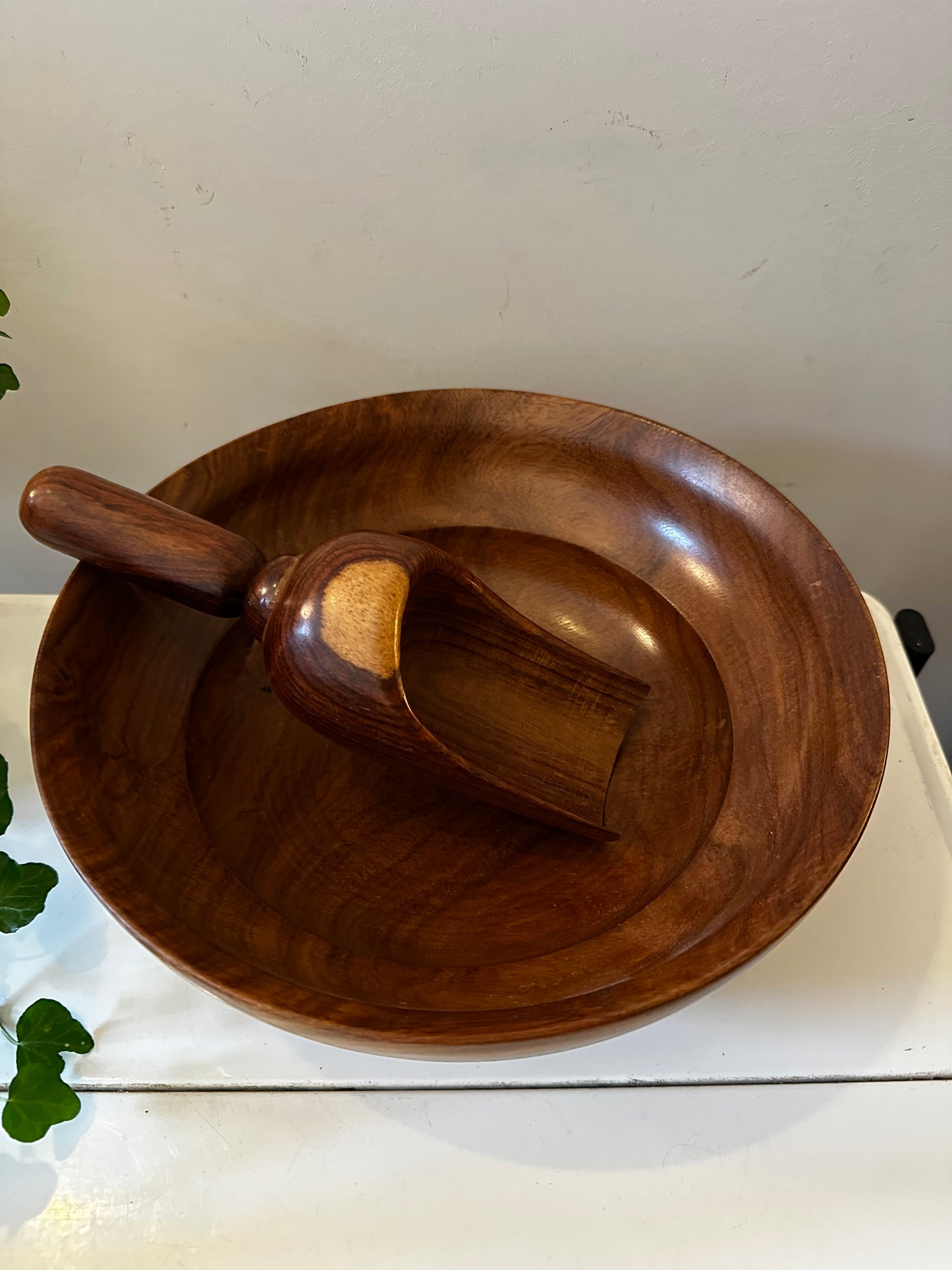 Teakhouten schaal met schep
