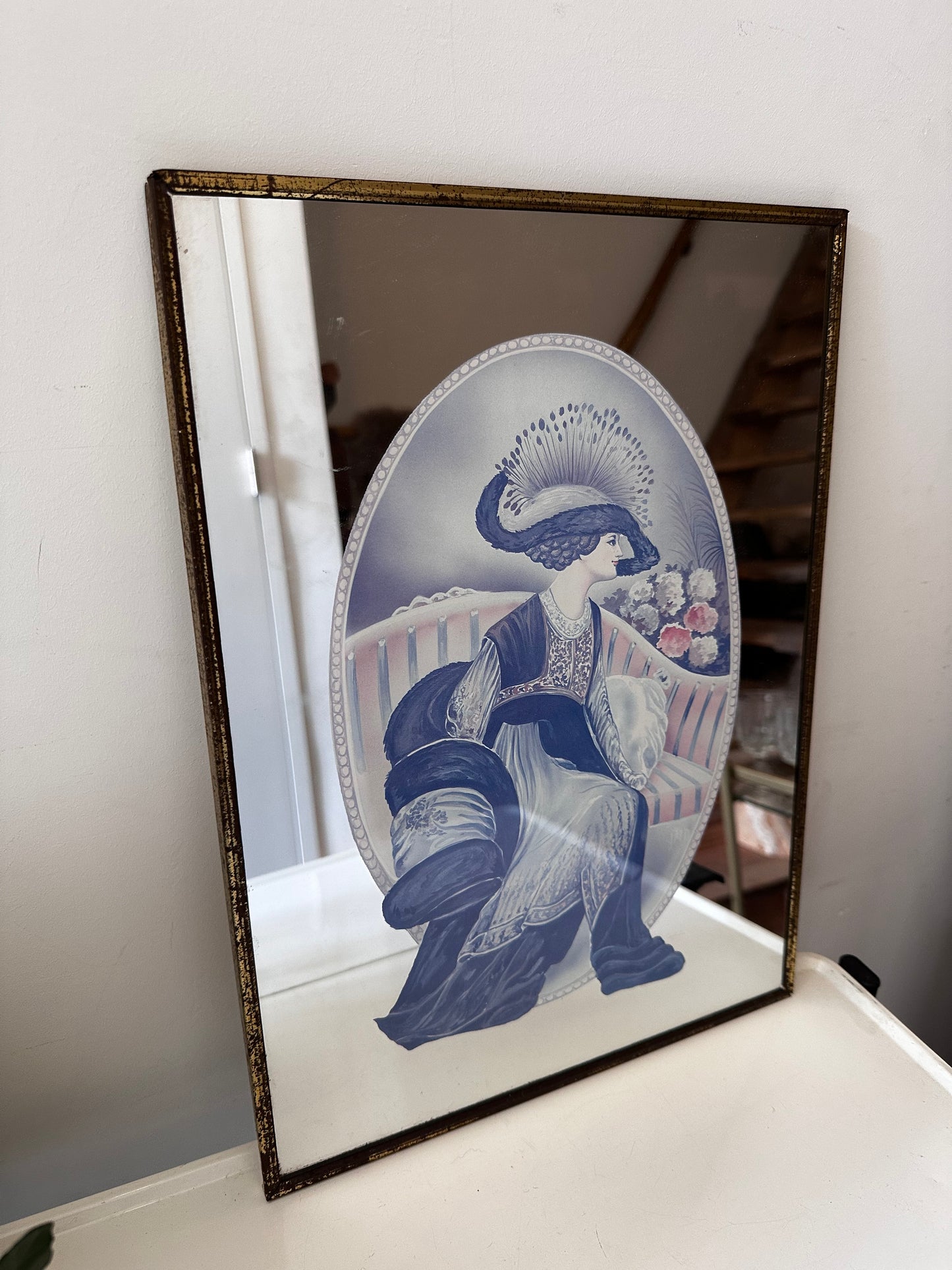 Art Nouveau spiegel met patina