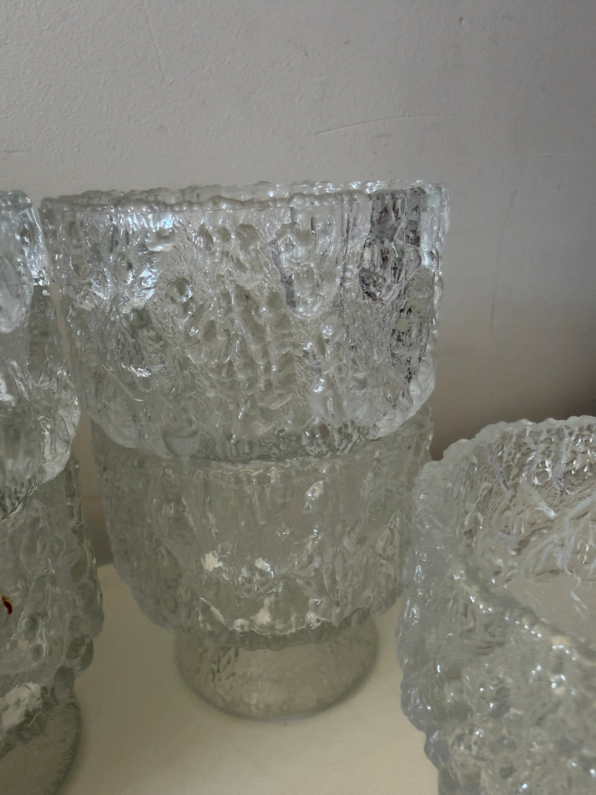 Set van 6 Ice Bark coupes Frost glass