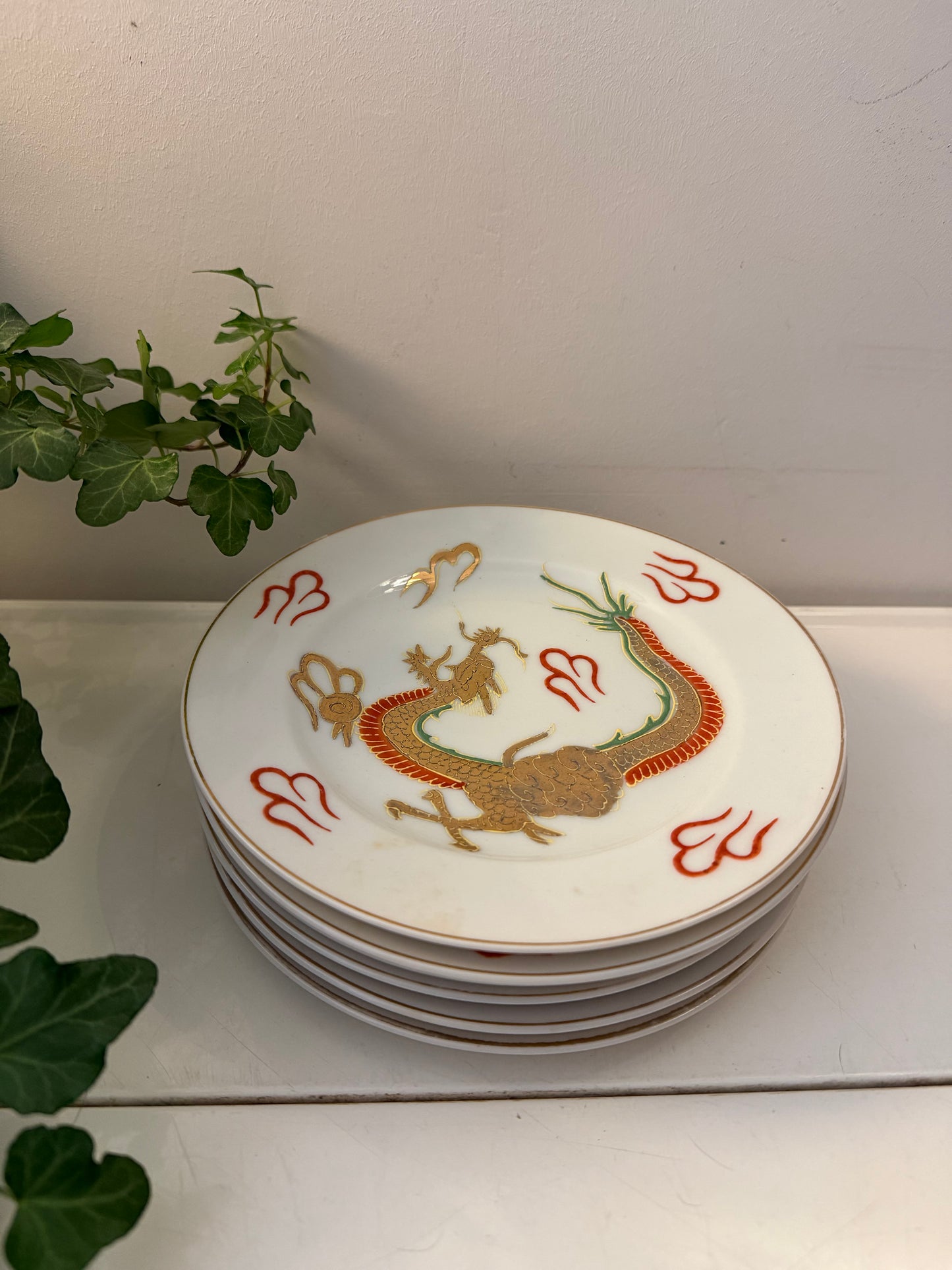 Set van 6 Japans porseleinen gebaksbordjes