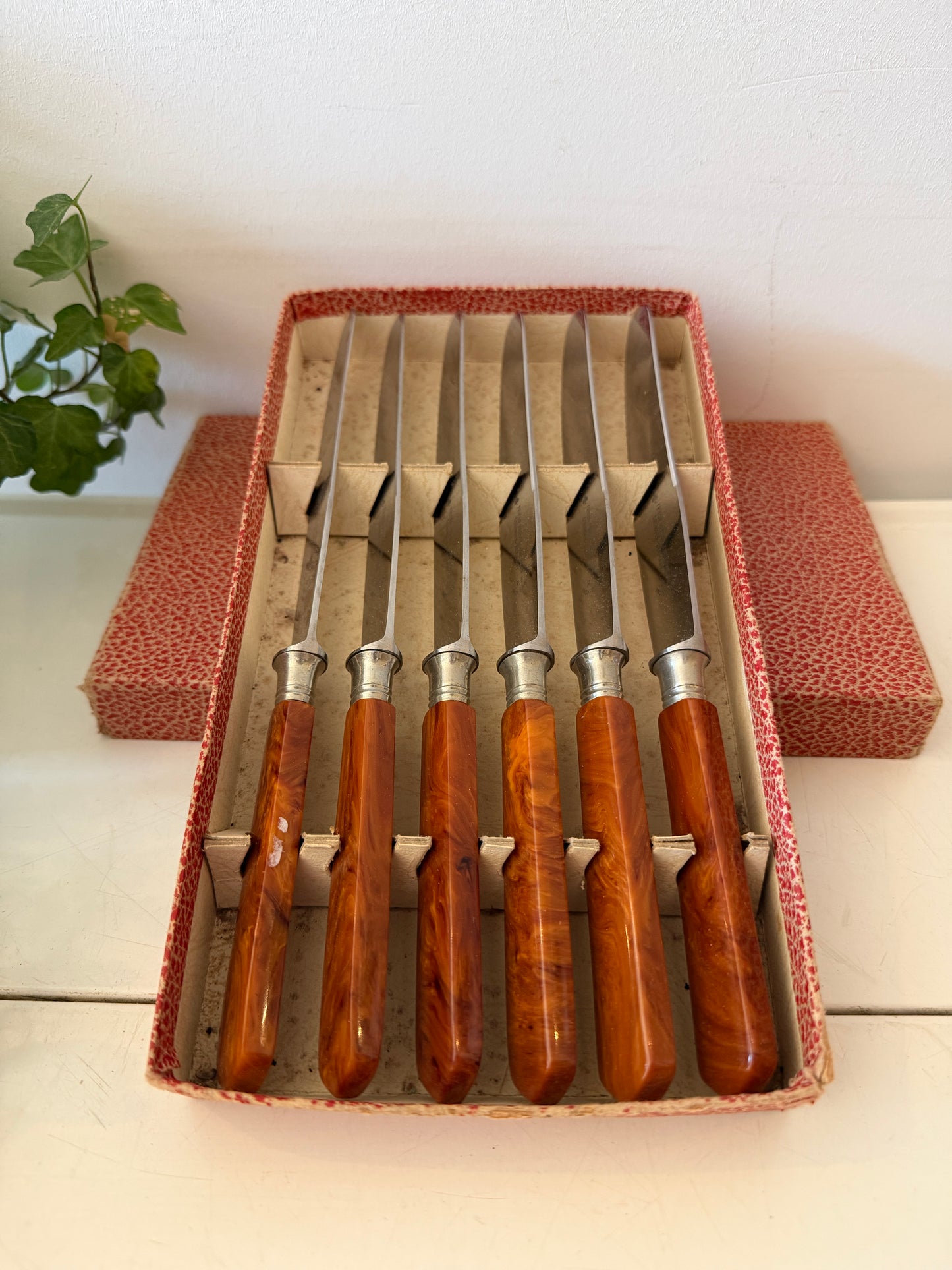 Art Deco messenset Friese. Herder Solingen in orginele cassette