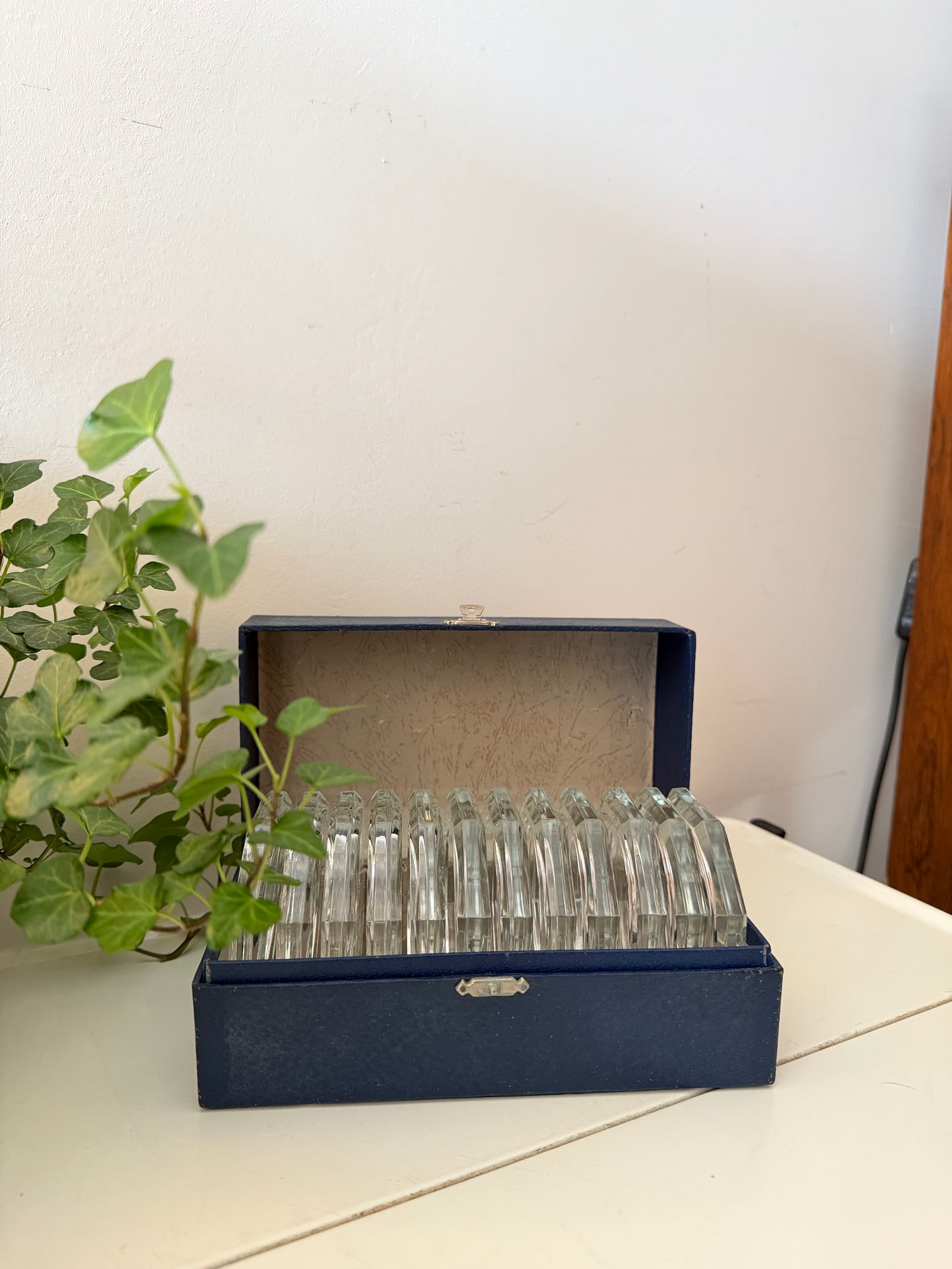 Set kristallen onderzetters in cassette