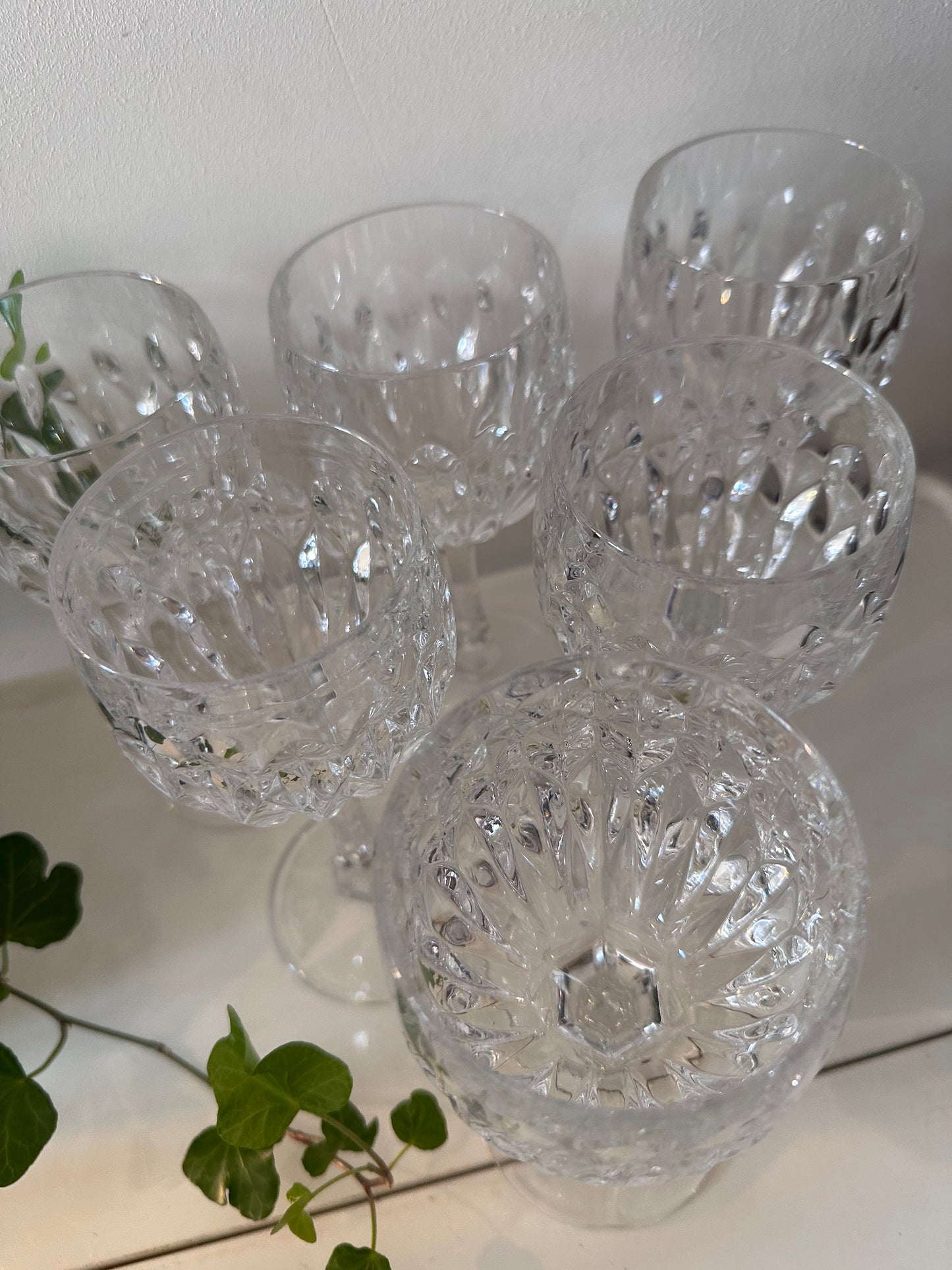 Set van 6 kristallen wijnglazen