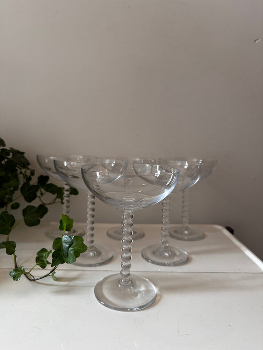 Set van 6 kristallen coupe champagne glazen