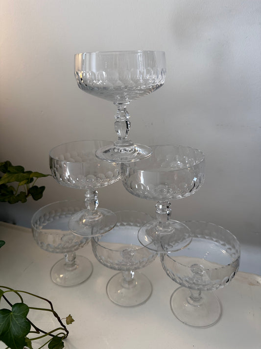 6 kristallen coupe champagne glazen