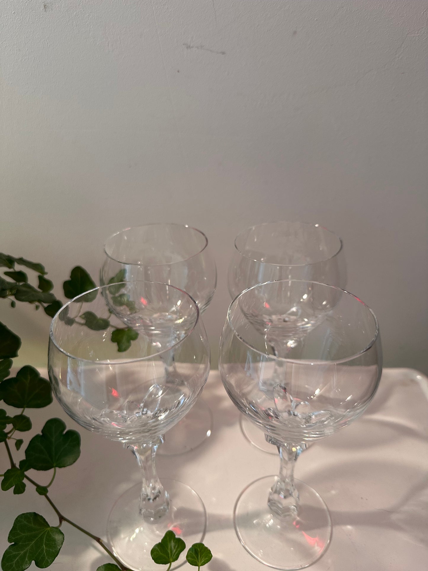 Set van 4 vintage kristallen wijnglazen