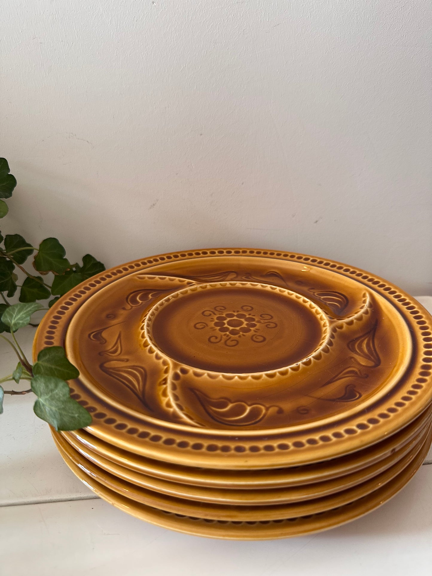 Set van 6 keramieken jaren 70 borden