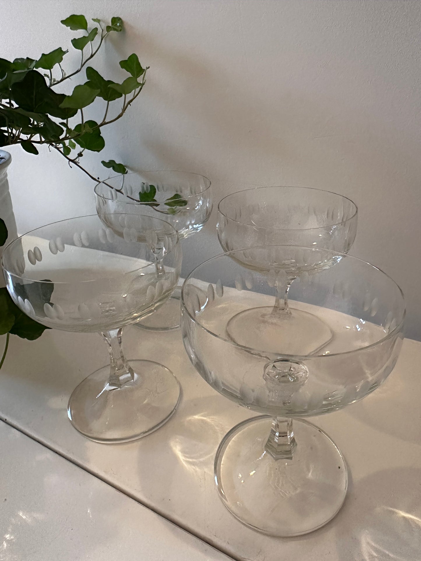 Set van 4 kristallen coupe champagne glazen