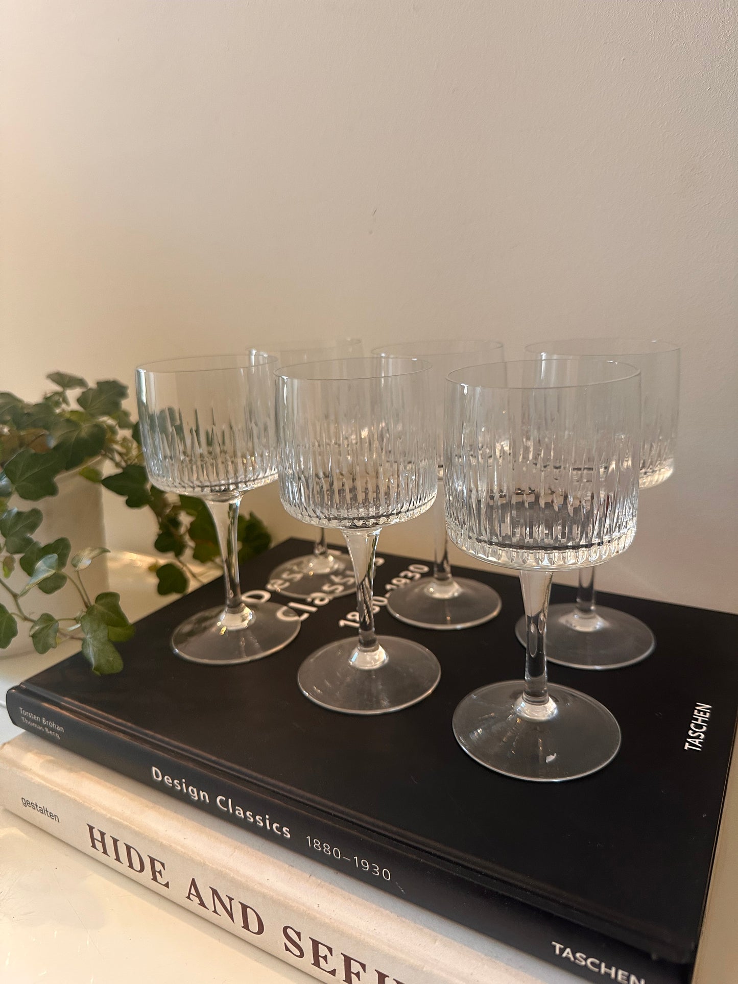 Set van 6 kristallen wijnglazen