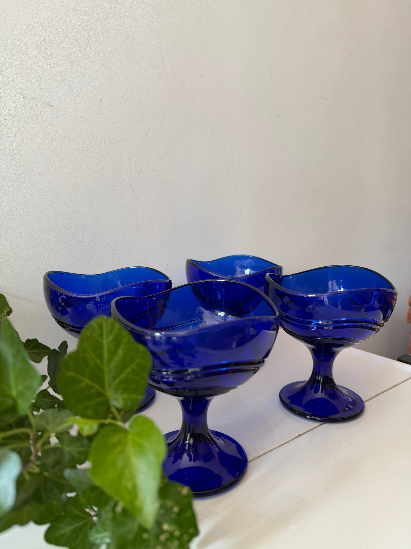Coupe glazen blauw persglas