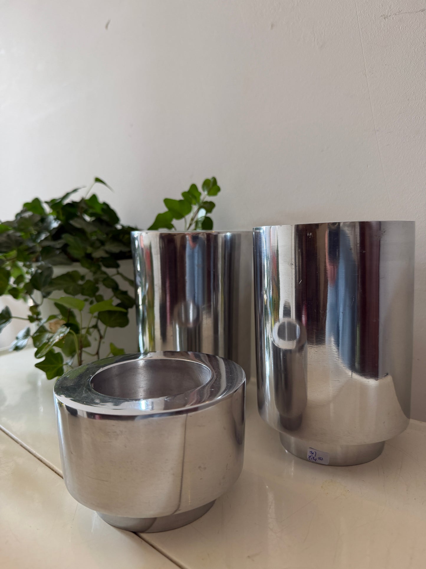 Set van 3 Chrome waxinelichthouders