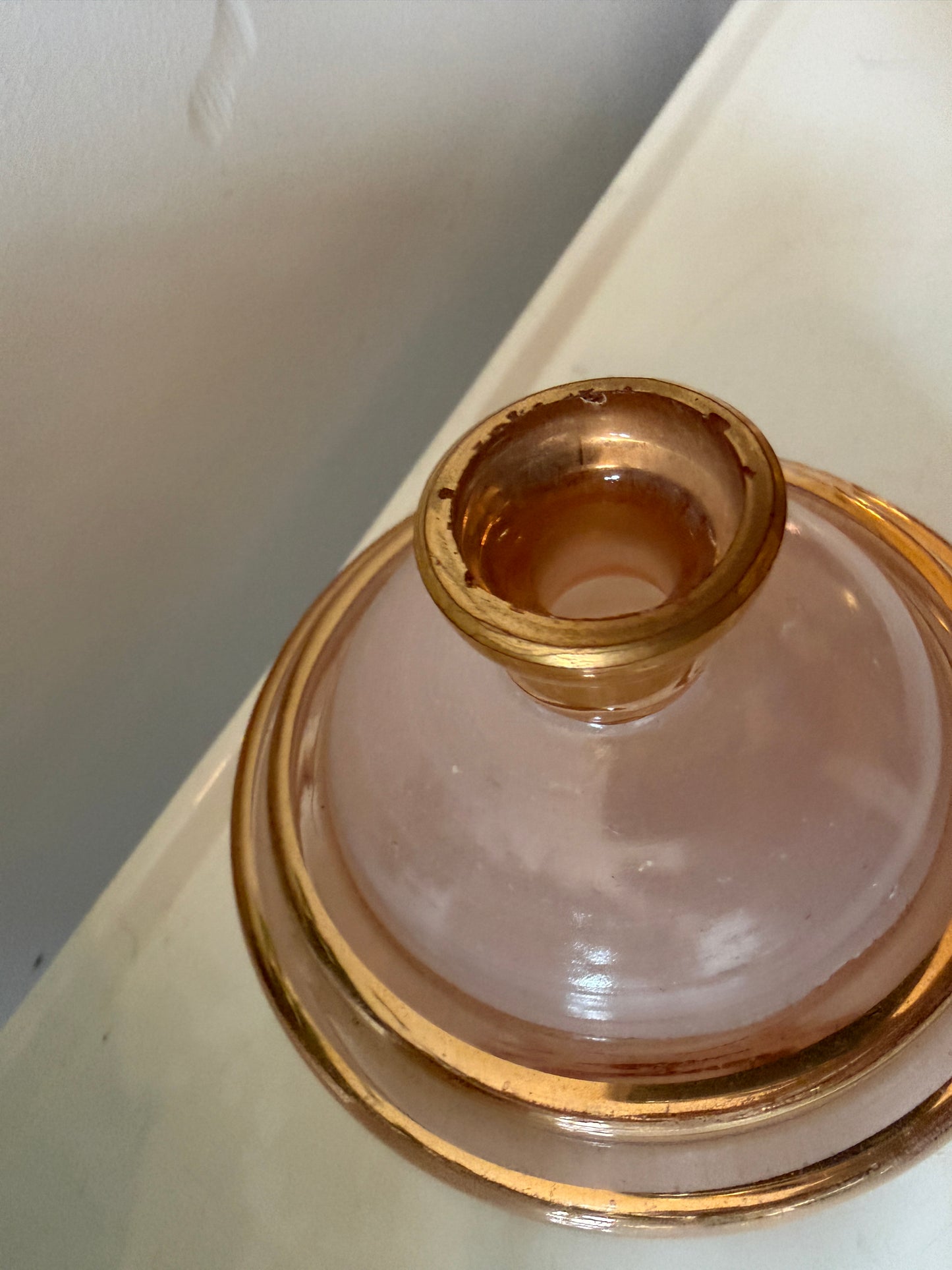 Parfumfles glas roze en goud kleurig