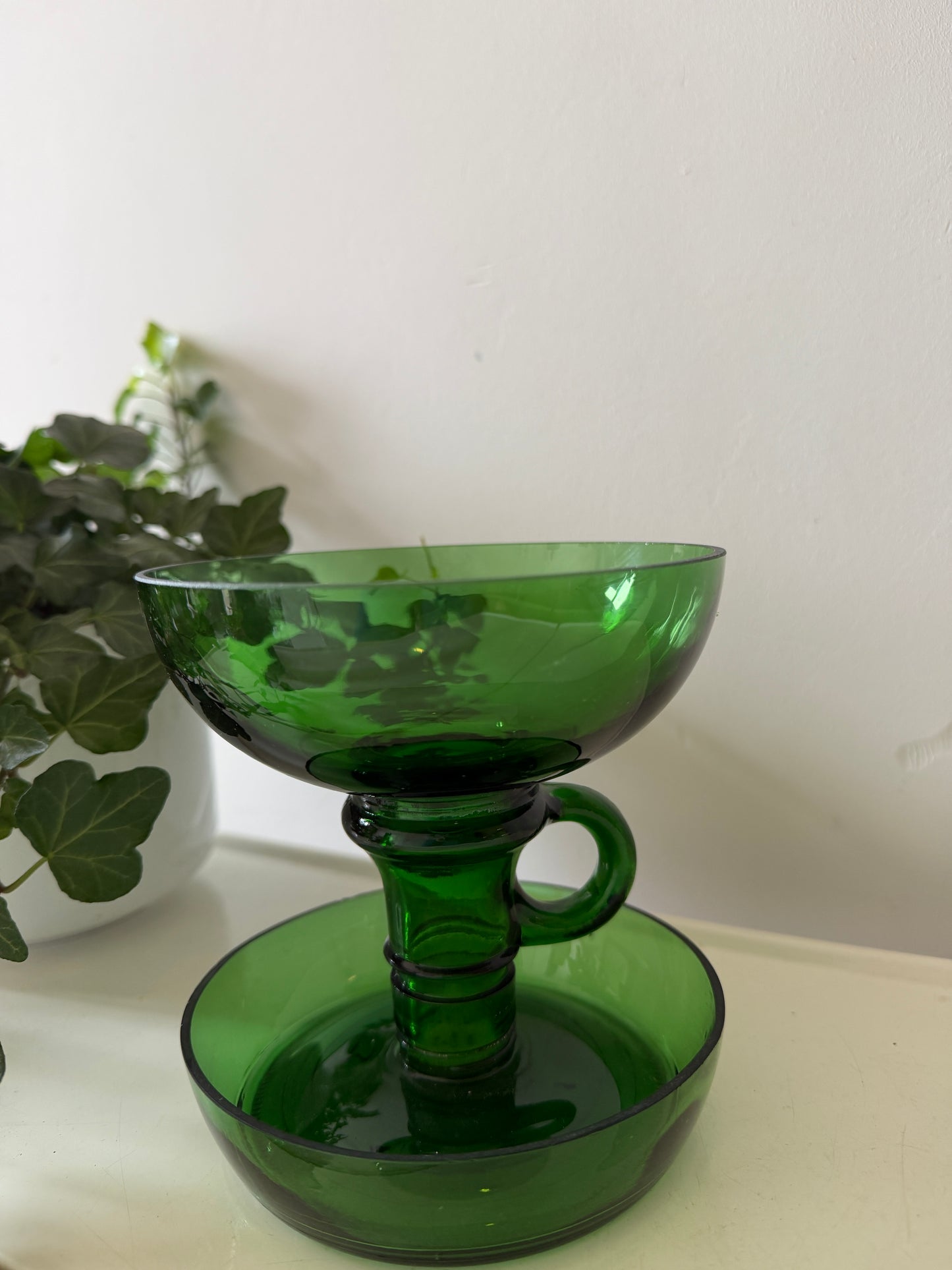 Groen glazen kandelaar