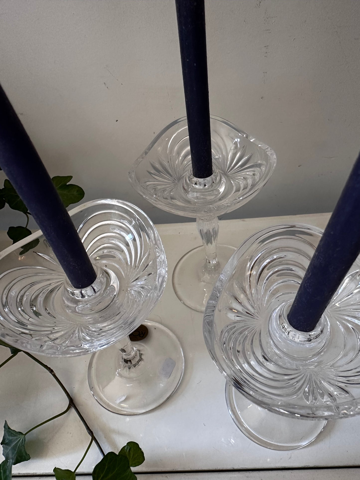 Set van 3 kristallen kandelaars