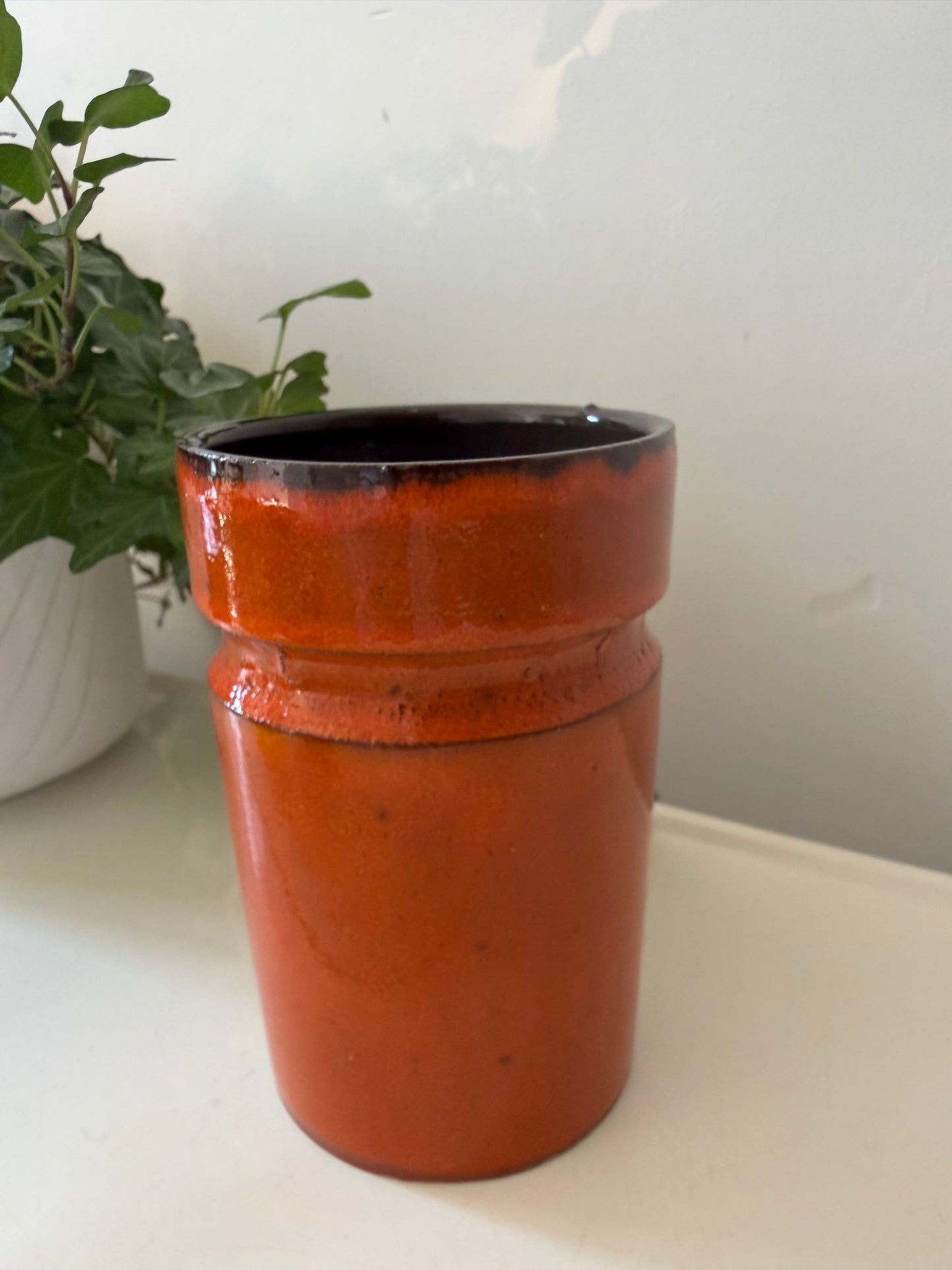 Keramieken vaas oranje jaren 70