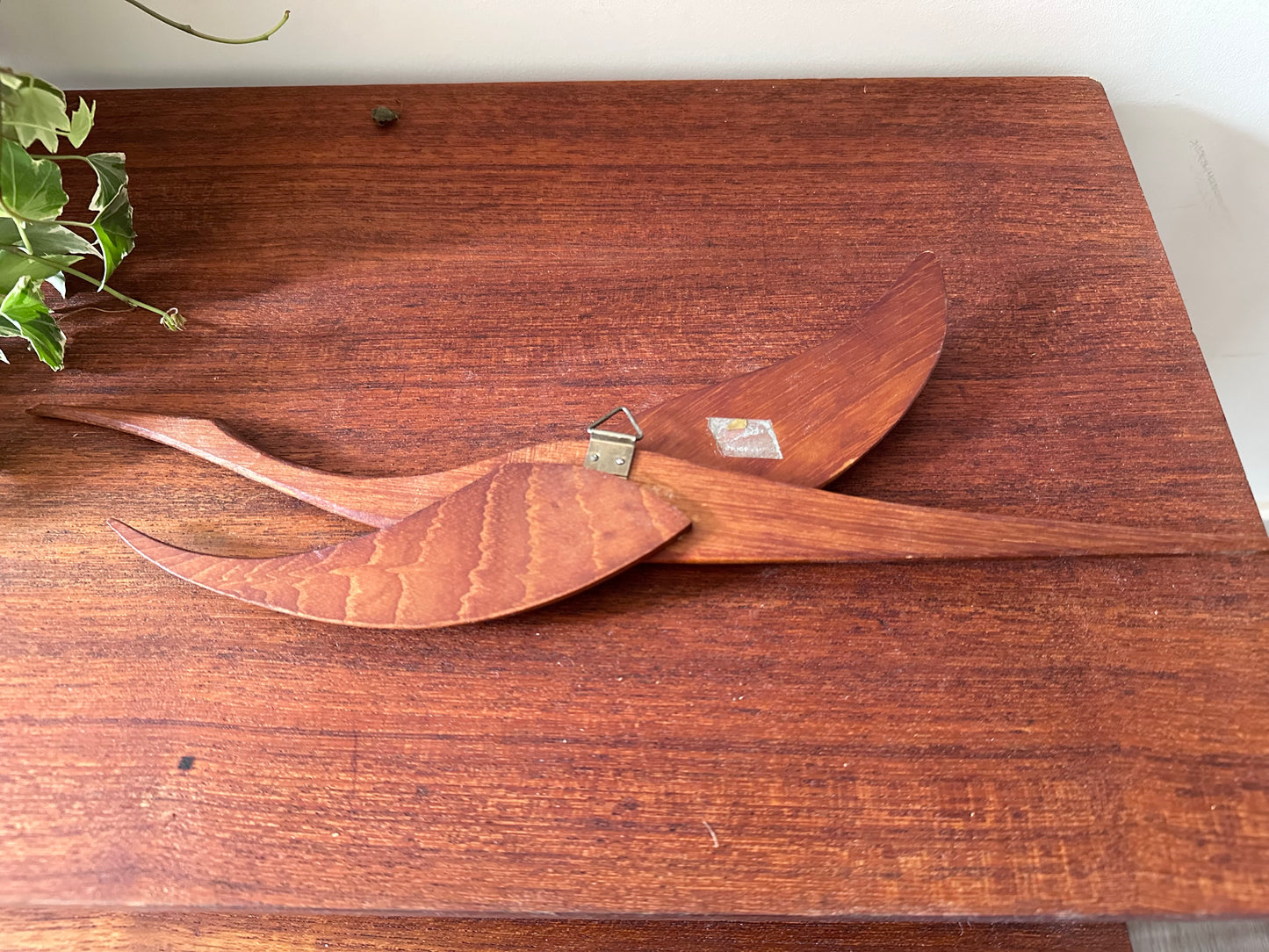 Mid Century teak houten wandvogel