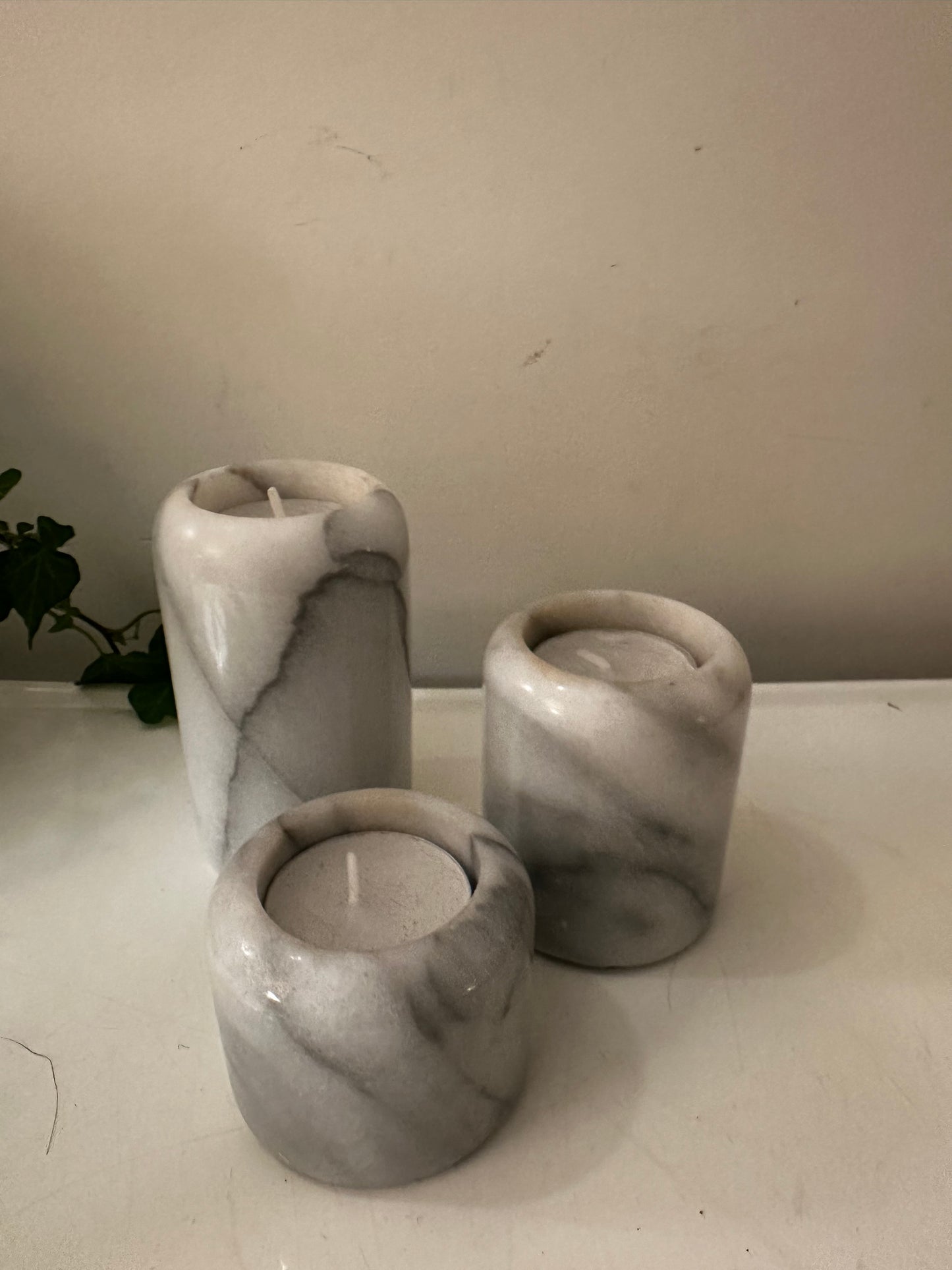 Set van 3 onyx waxinelichthouders