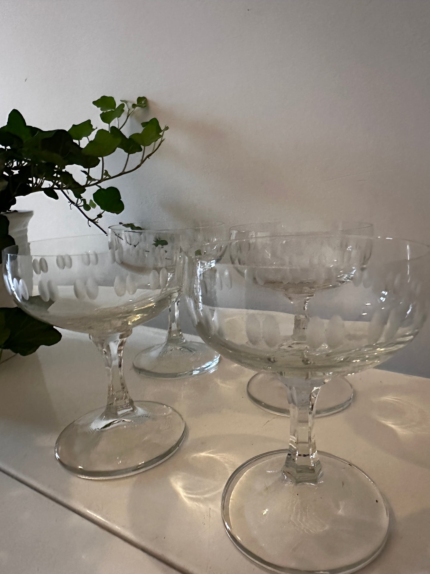 Set van 4 kristallen coupe champagne glazen