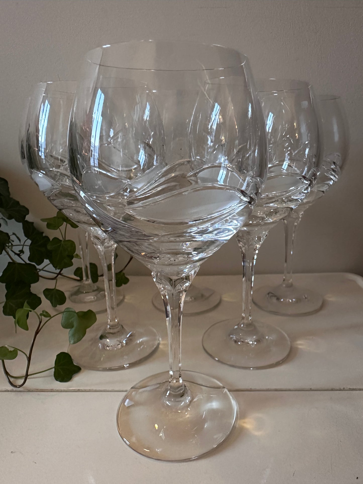 6 zwaar kristallen glazen vintage