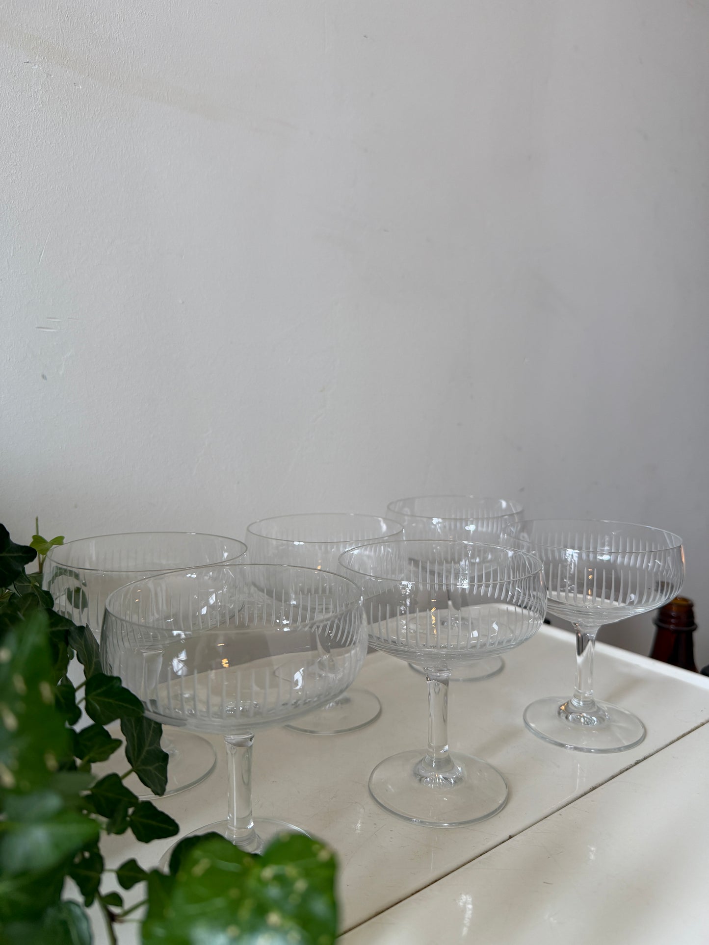Set van 6 kristallen coupe champagne glazen