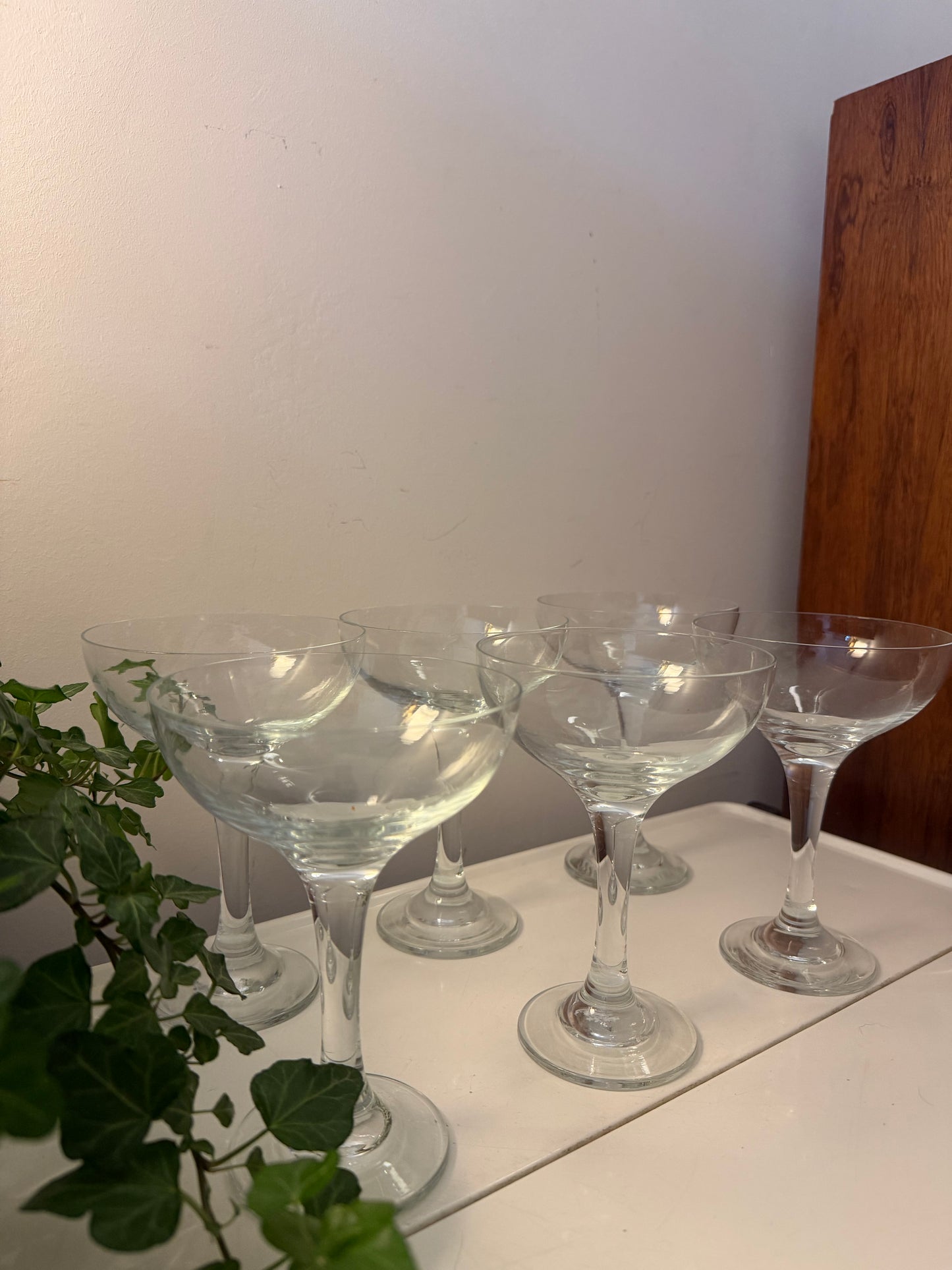 Set van 6 kristallen coupe champagne glazen