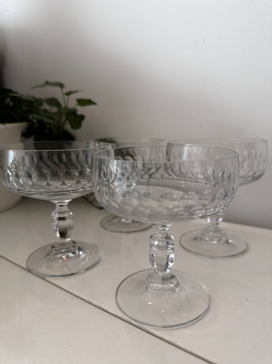 Set van 4 kristallen coupe champagne glazen