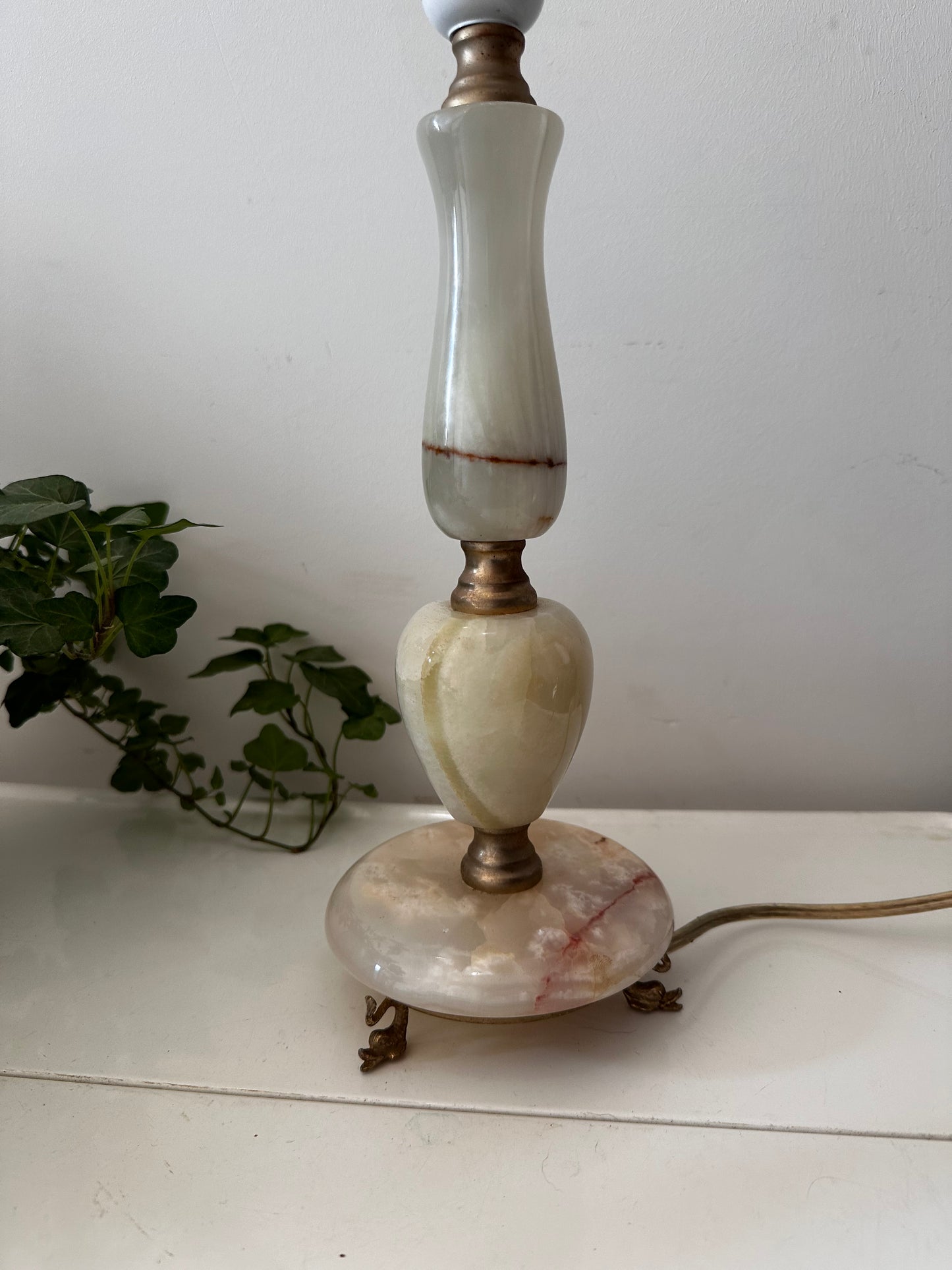 Marmeren/Onxy lamp met messing details vintage