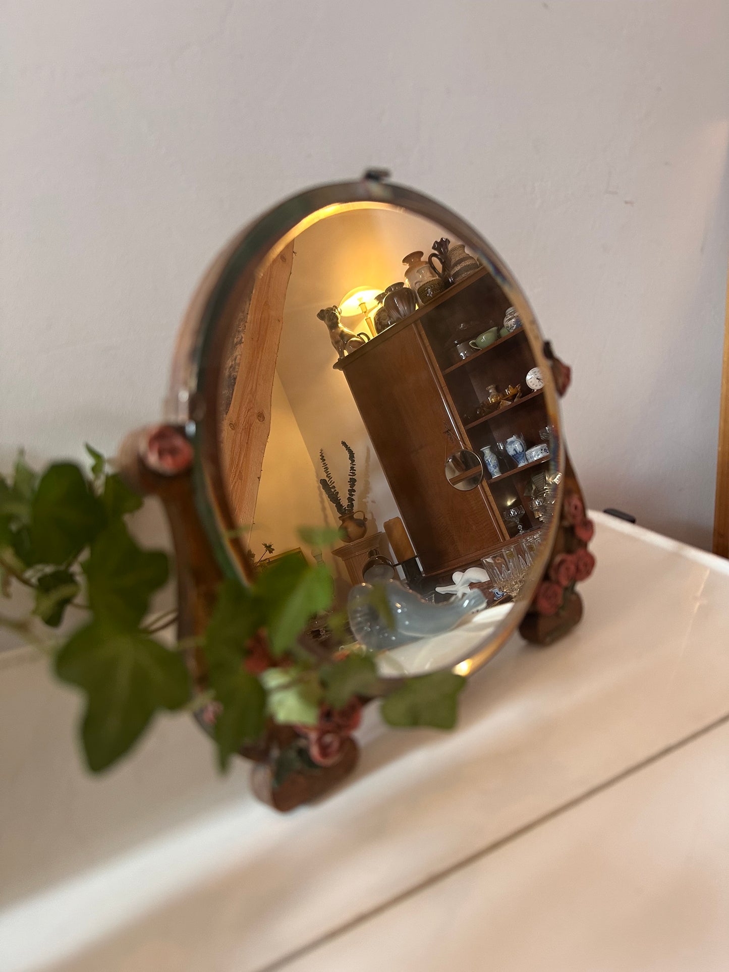 Romantische houten tafelspiegel met roosjes