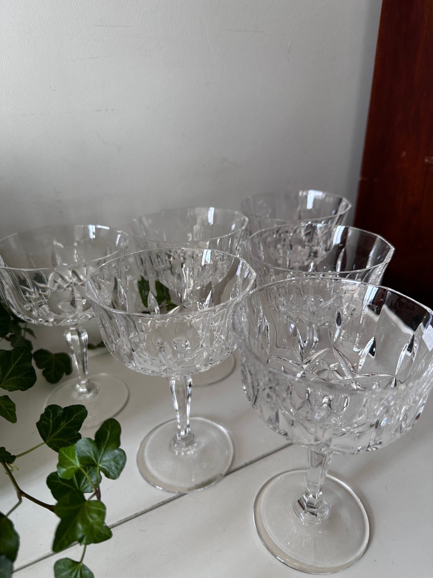 Set van 6 kristallen coupe champagne glazen