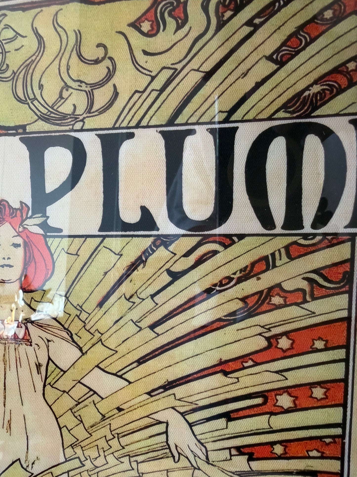 Art Nouveau prent La Plume in houten lijst