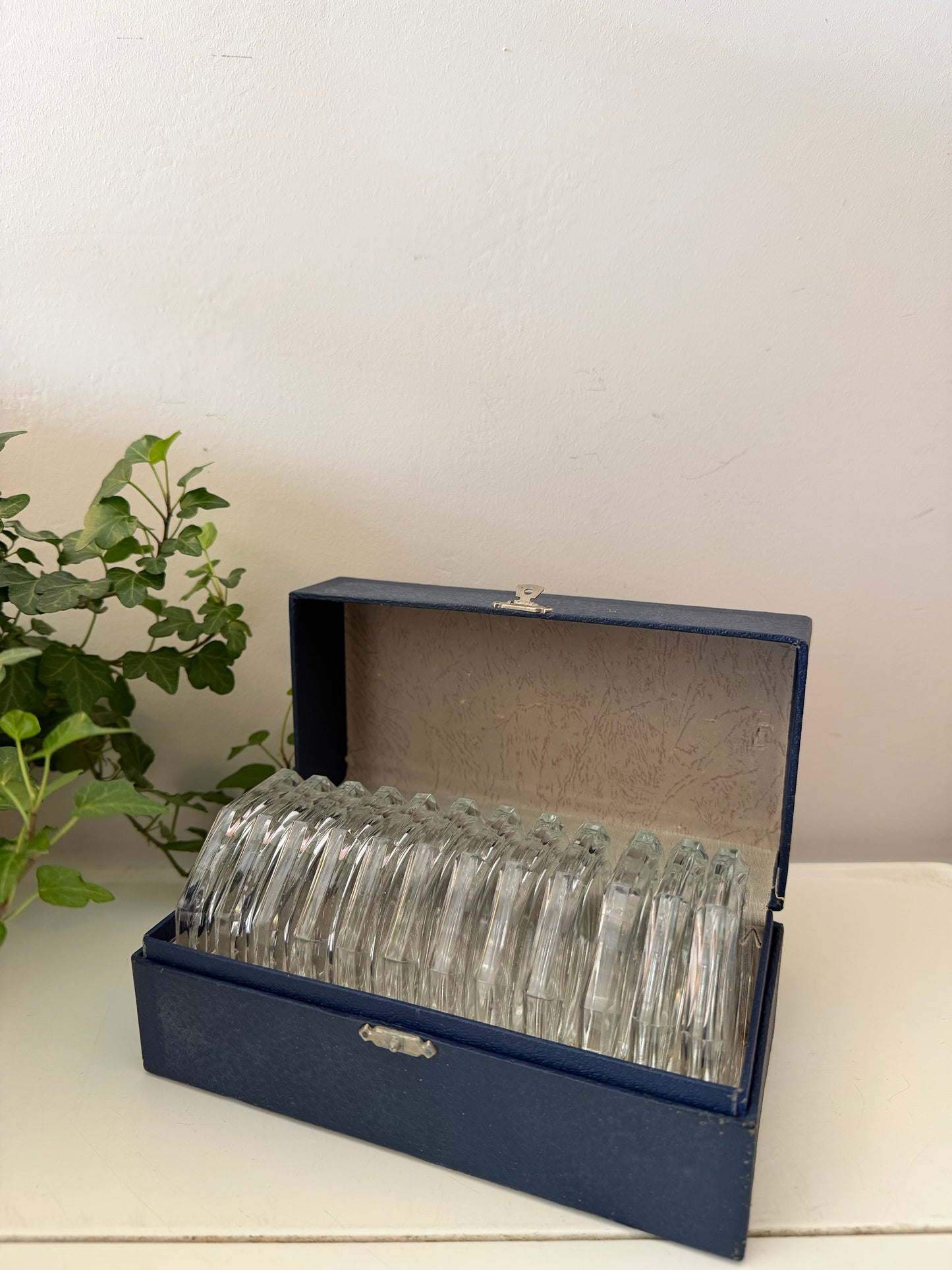 Set kristallen onderzetters in cassette