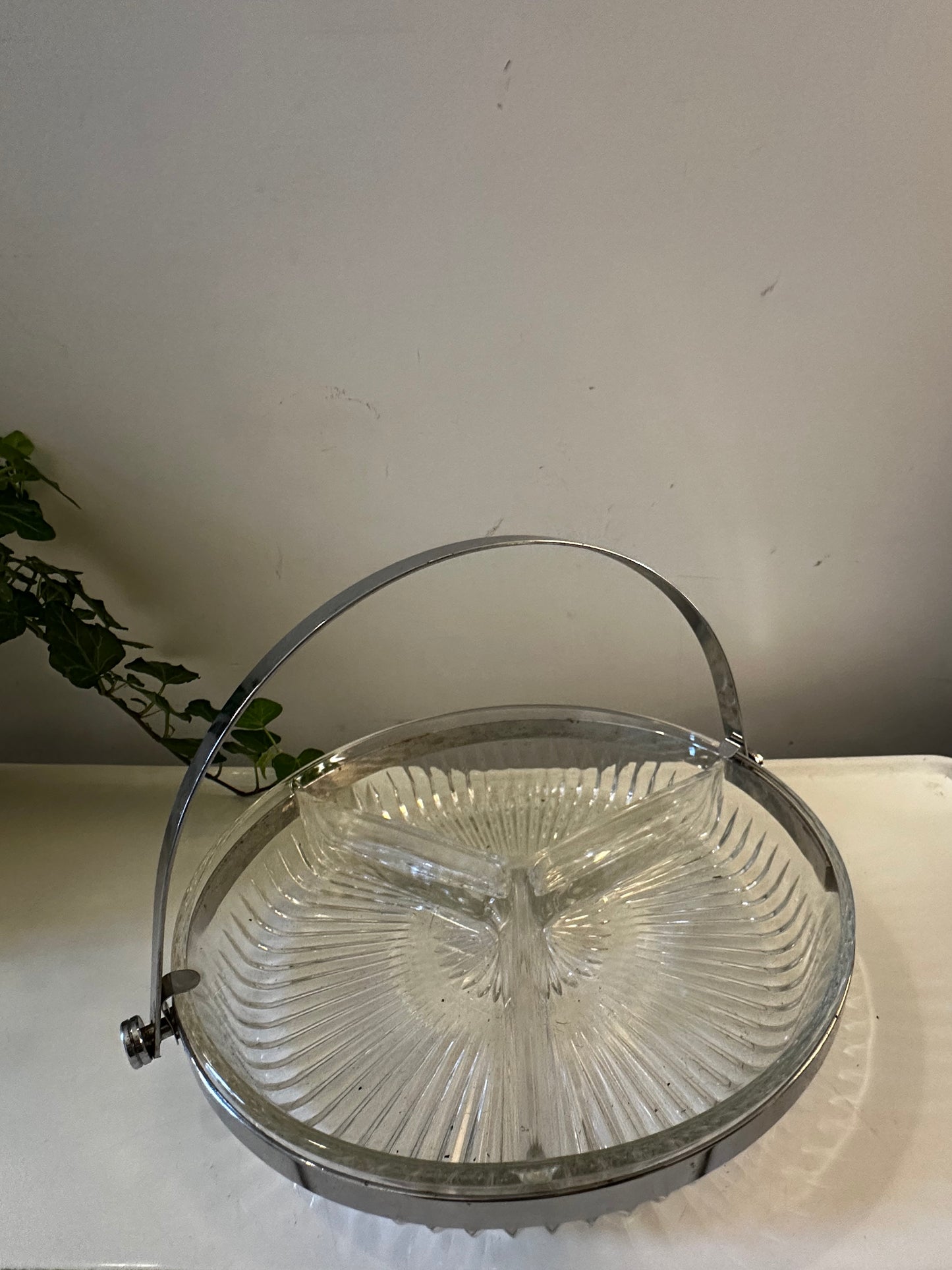 Toffe 3 vaks schaal met metalen hengsel