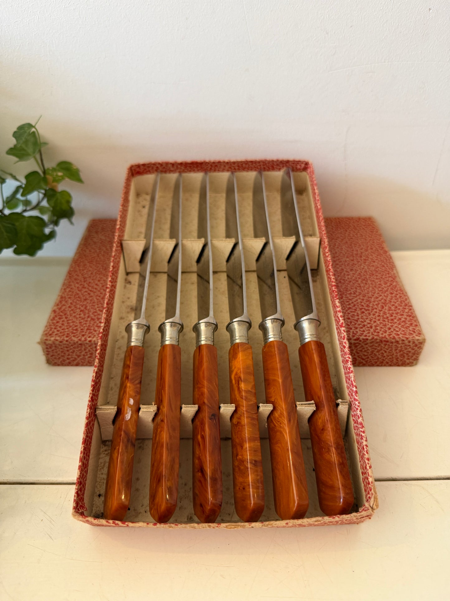 Art Deco messenset Friese. Herder Solingen in orginele cassette