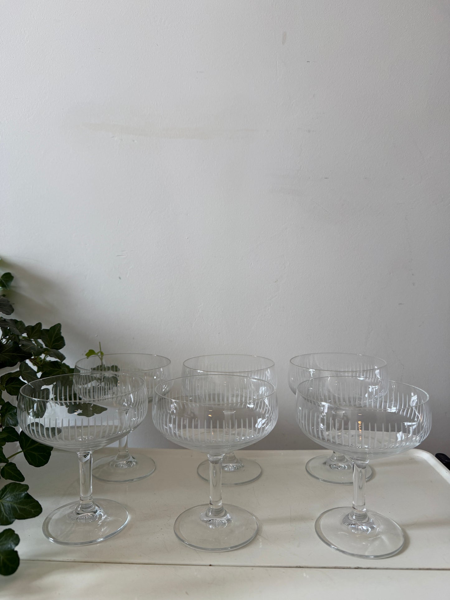Set van 6 kristallen coupe champagne glazen