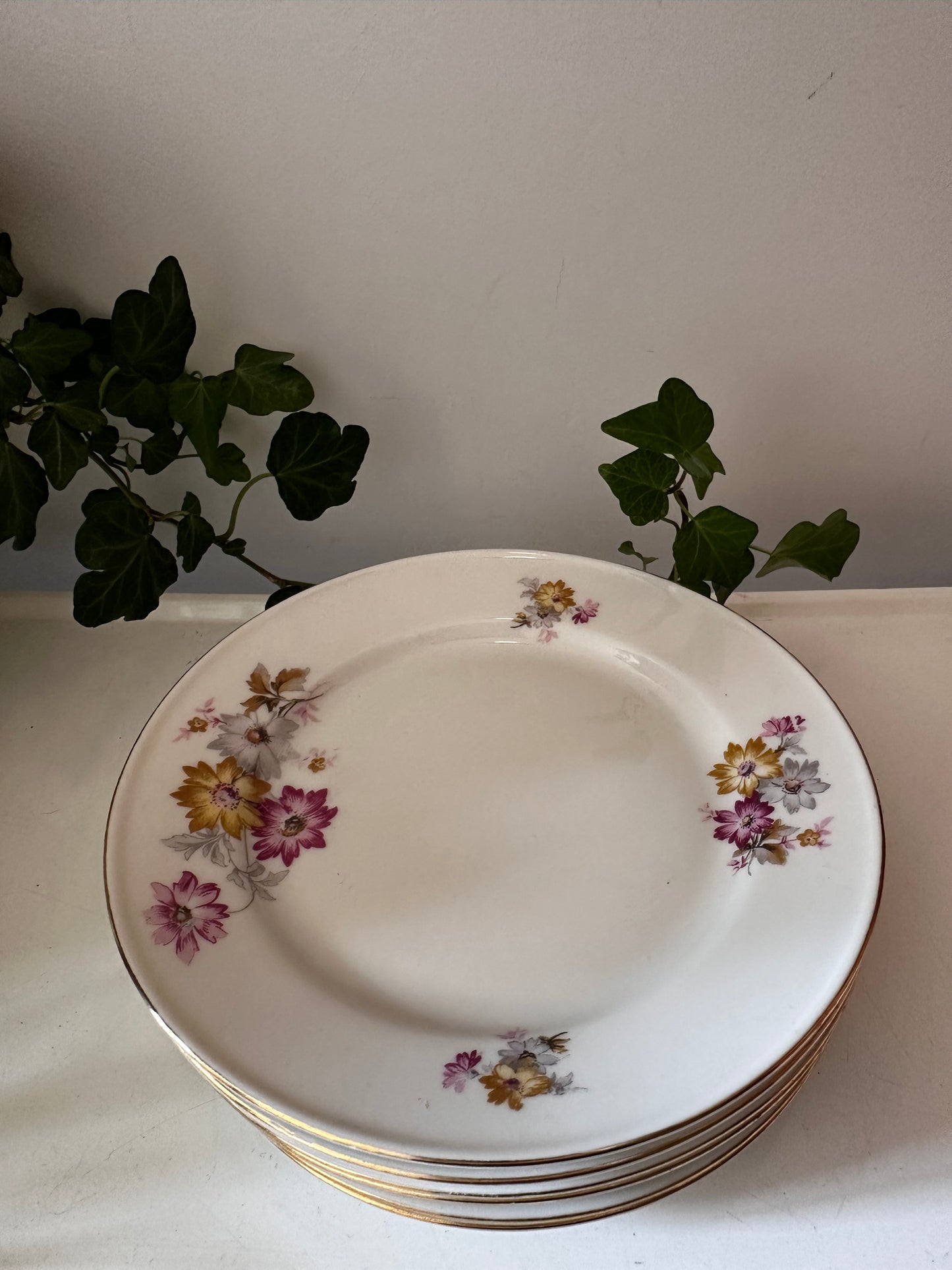 Porseleinen bordjes met bloemetjes